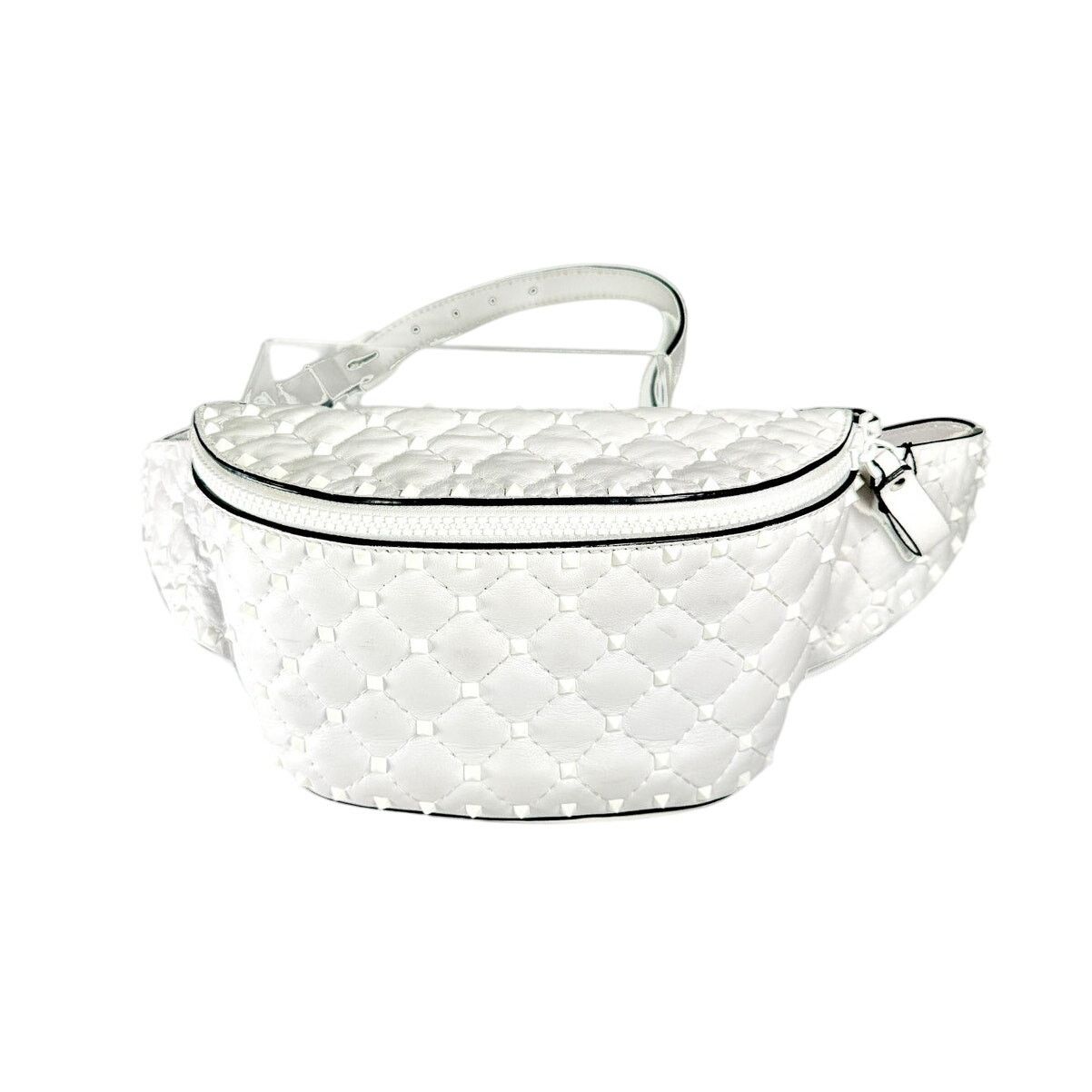 Valentino VALENTINO GARAVANI Leather Rockstud Spike Belt Bag White Size ONE SIZE - 2 Thumbnail