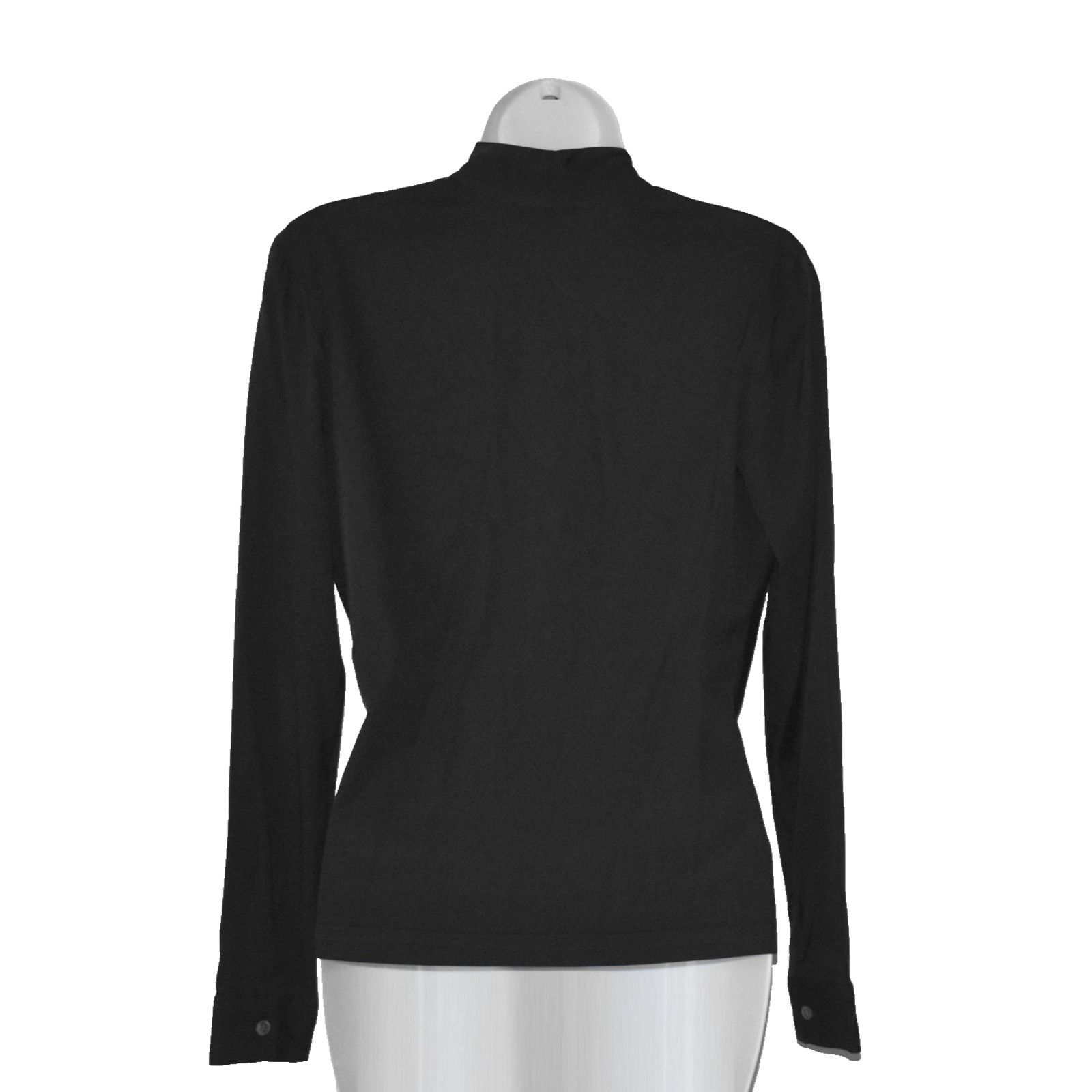 Theory THEORY Black Silk Blend Wrap Front Effect LS Blouse Top Sz P Size XS / US 0-2 / IT 36-38 - 2 Thumbnail