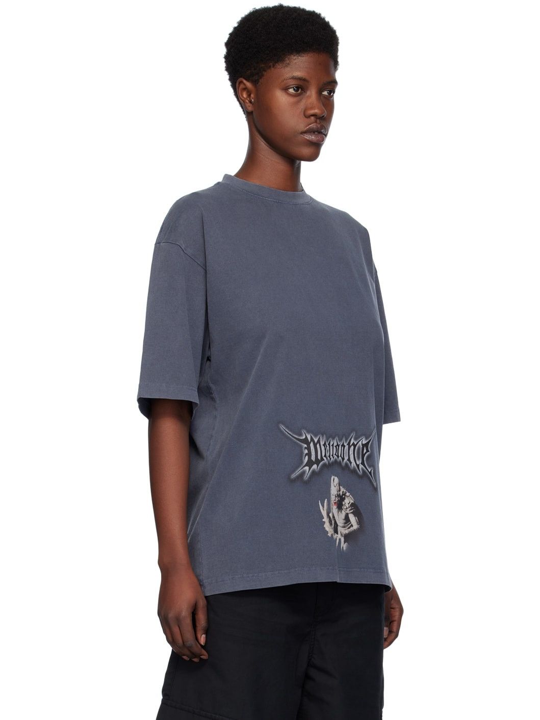 WE11DONE o1mris0824 Horro Print T-Shirt in Navy Size US S / EU 44-46 / 1 - 7 Thumbnail