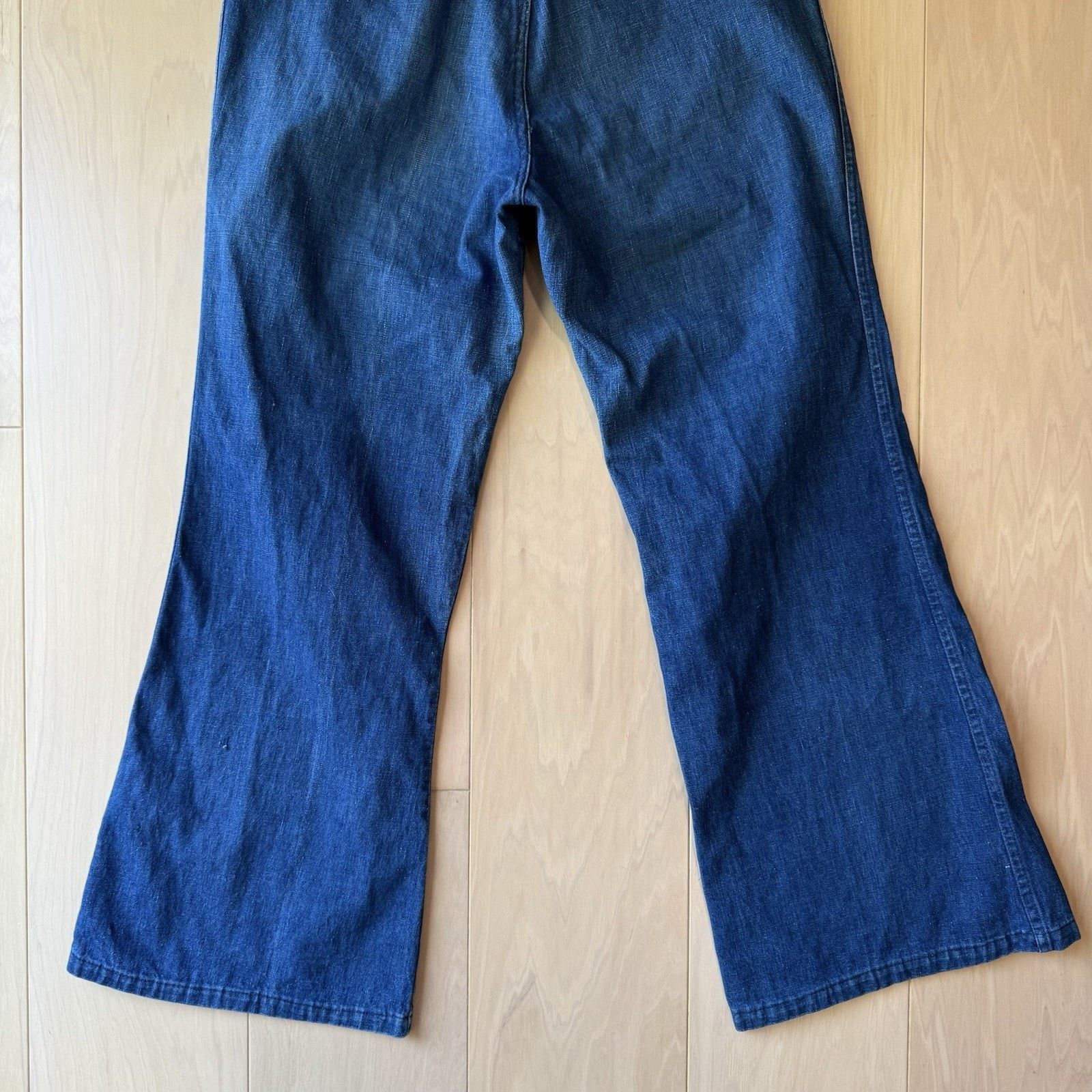 Vintage Vintage Navy Flare Pants 31 Blue Dark 70s Military Seafarer Size 31" - 8 Thumbnail