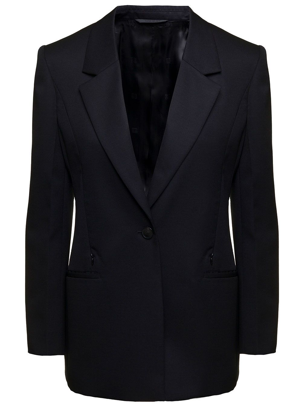 Givenchy Black Single-Breasted Jacket with Notched Revers in Wool and Mohair Woman Size M / US 6-8 / IT 42-44 - 1 Thumbnail