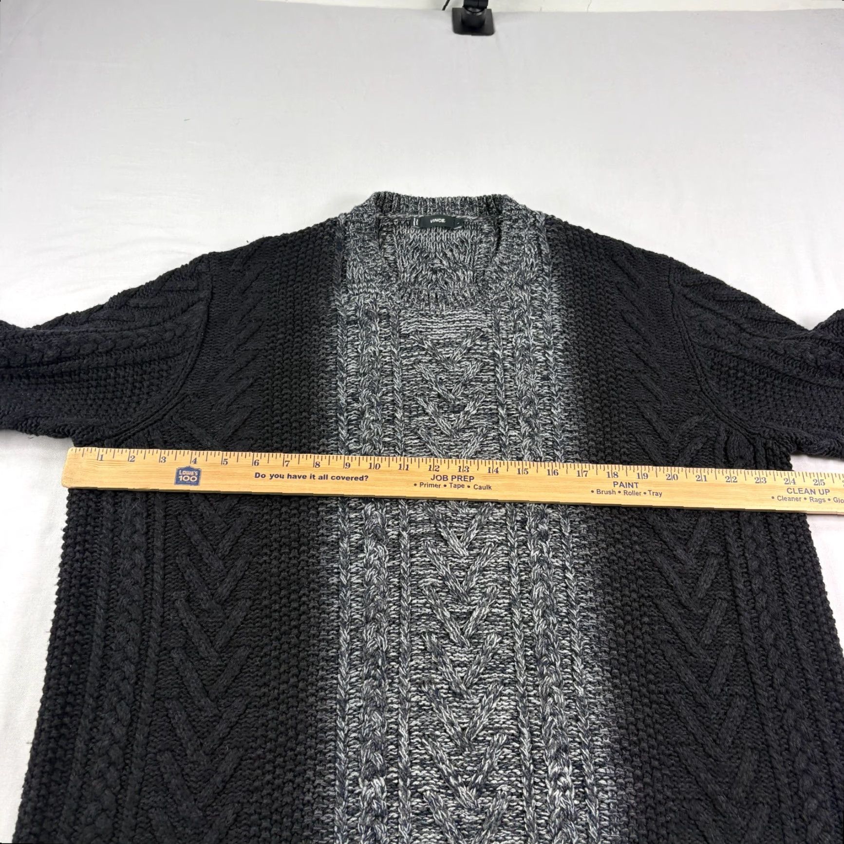Vince Vince Sweater Mens Large Black Cray Cable Knit Wool Cashmere Blend Pullover Size US L / EU 52-54 / 3 - 4 Thumbnail
