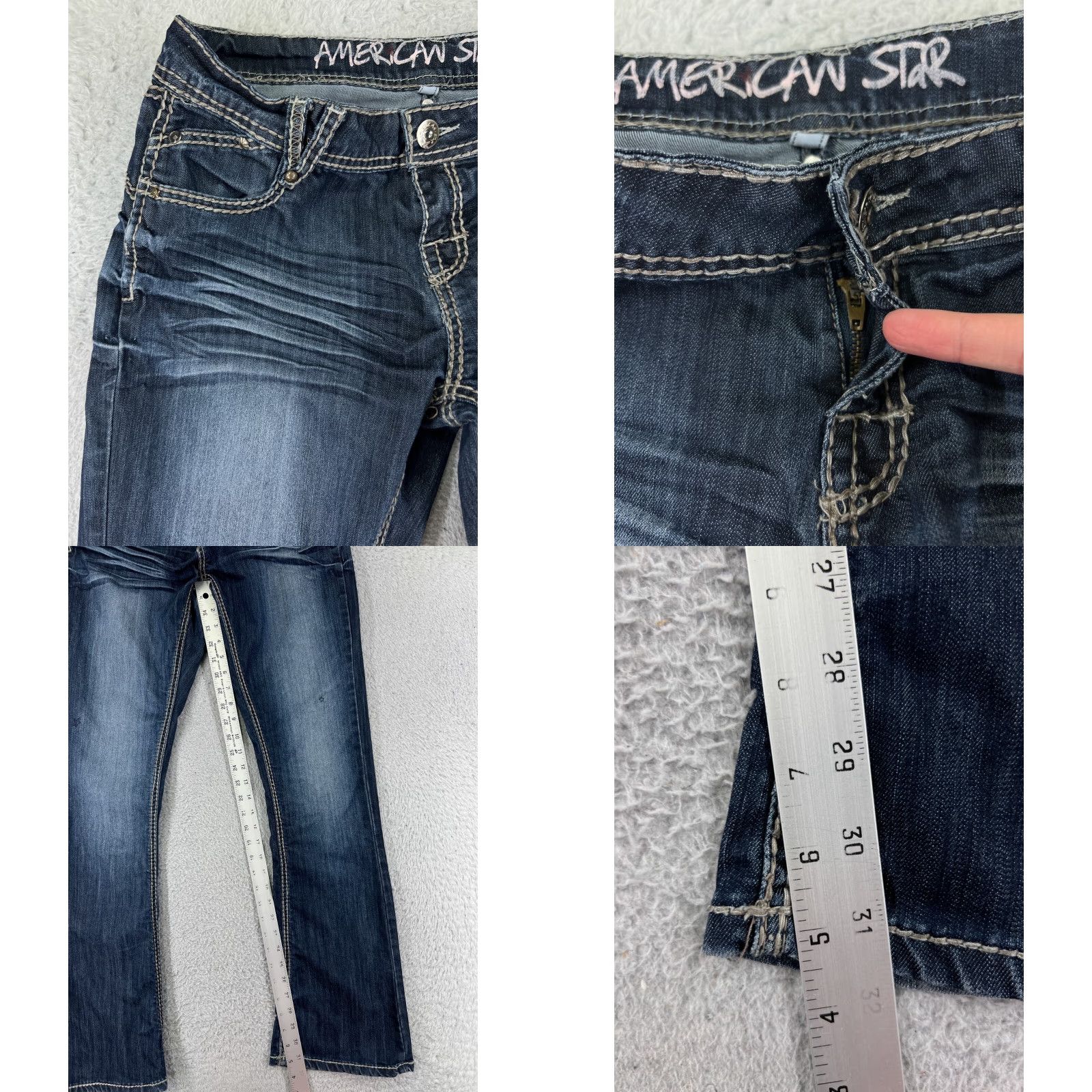 Denime VINTAGE American Star Jeans Women 9 Blue Denim Bootcut Dark Wash Distressed Cotton Stars Size 30" / US 8 / IT 44 - 8 Thumbnail