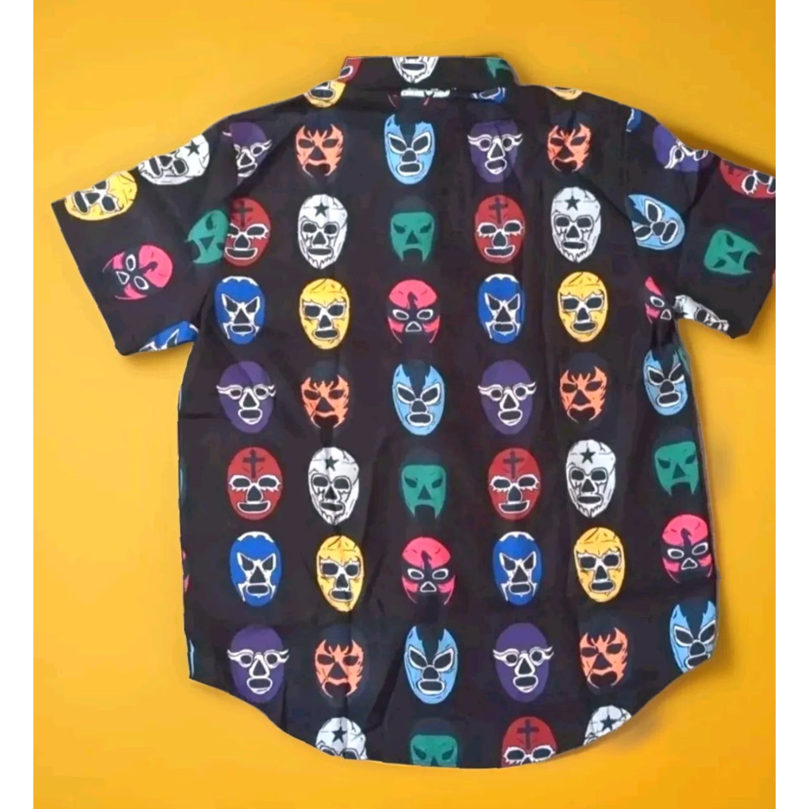 Vintage Lucha Libre Luchador Masks Button Down Shirt Mens L Black Size US L / EU 52-54 / 3 - 3 Thumbnail