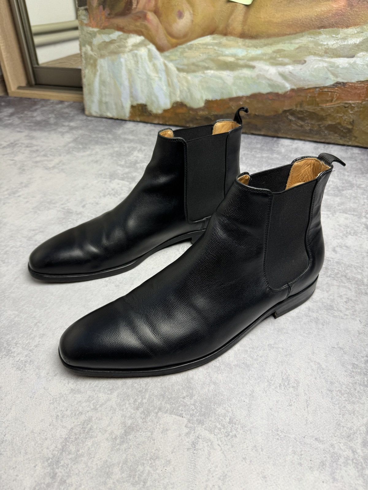 Archival Clothing x Italian Designers Paul Smith Y2K Leather Luxury Formal Chelsea Boots Shoes in Black (Size 9)
