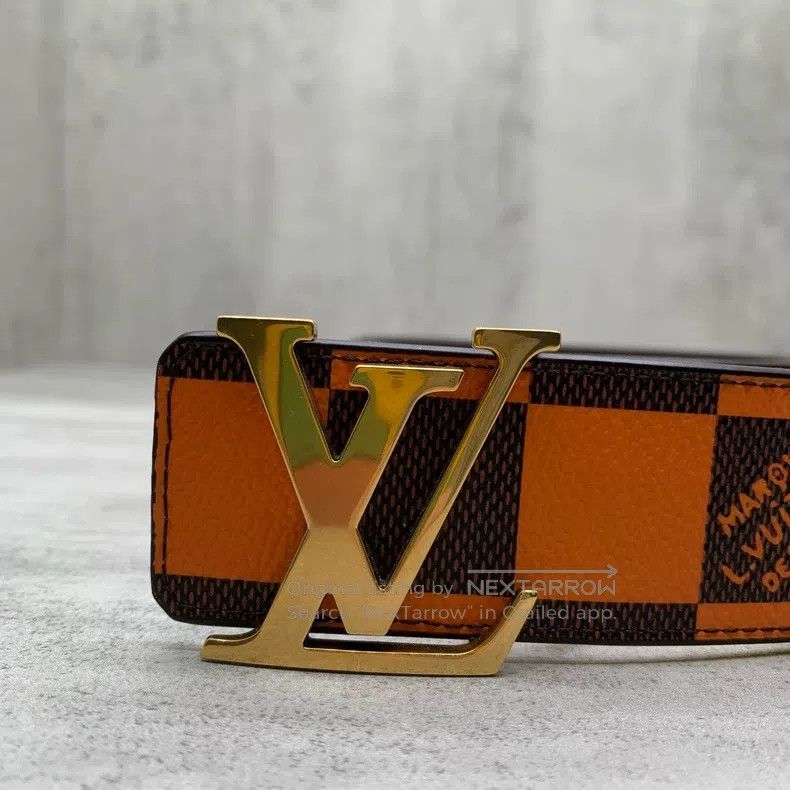 Louis Vuitton Louis Vuitton Orange checkerboard belt Size ONE SIZE - 5 Thumbnail