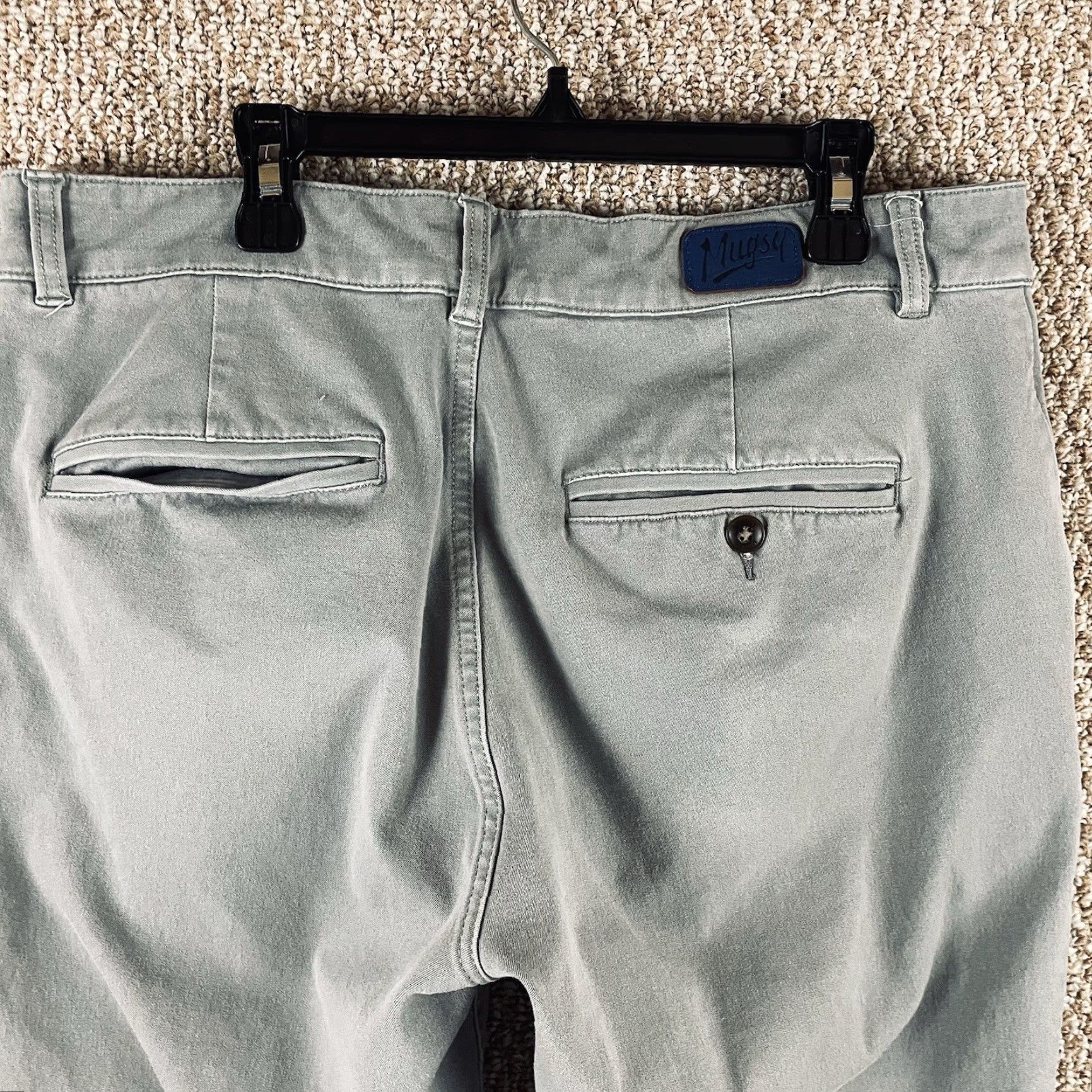 Vintage Mugsy Jeans Men 33x32 Gray Damon’s Stretch Chino Preppy Straight Classic Comfort Zip Inseam 30 in Regular Cotton Blend Fall Spring Summer Winter Men Size US 33 - 6 Thumbnail