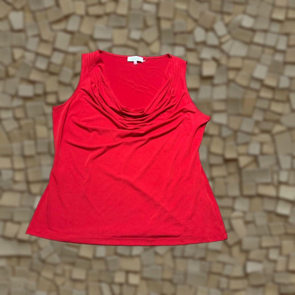 Calvin Klein Calvin Klein Tank Top Women's Size L Red Sleeveless Scoop Neck Casual Basic Stretch Modern, Tank, Regular Fit Size L / US 10 / IT 46 - 1 Thumbnail