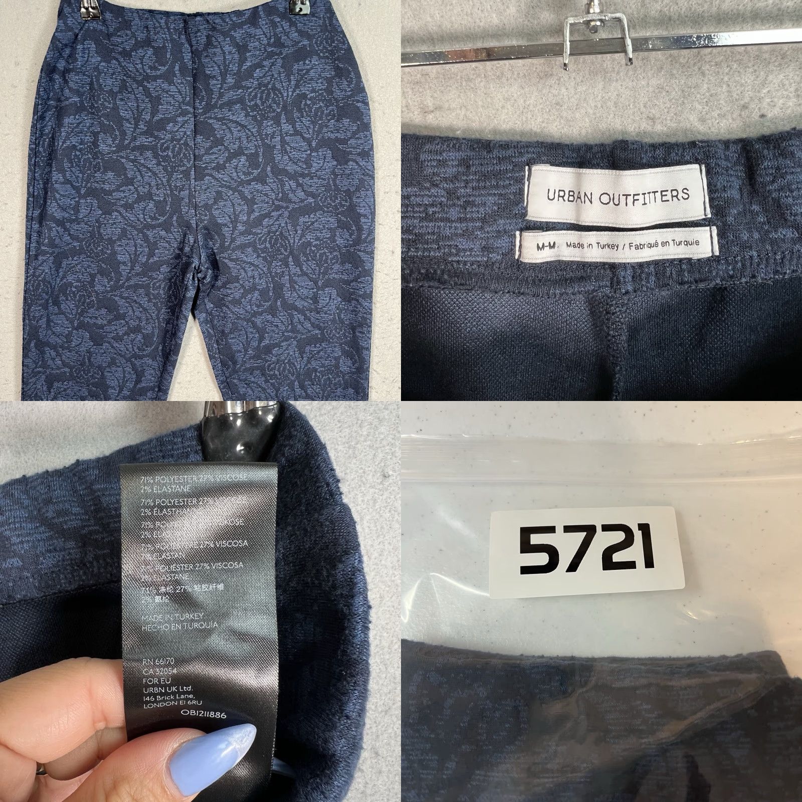 Urban Outfitters VINTAGE Urban Outfitters Floral Flare Leg Pants Womens M Blue Straight Fit Size 32" / US 10 / IT 46 - 8 Thumbnail
