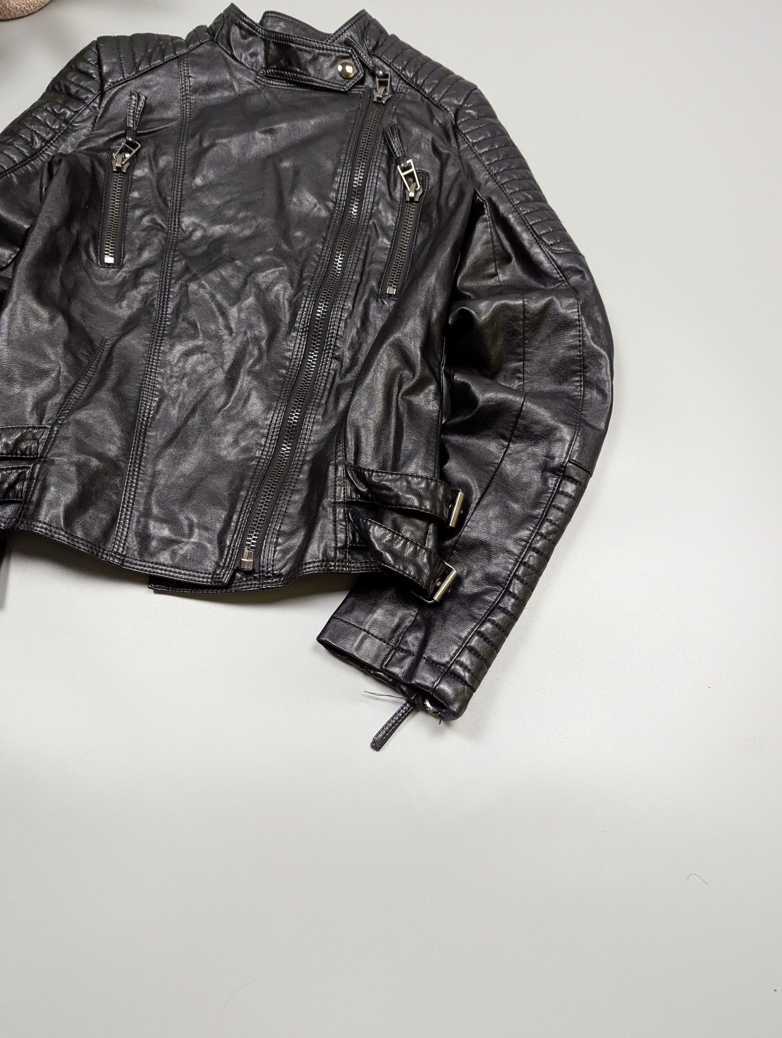 Other Women’s Black Motorcycle Biker Jacket with Skull Back Print Size S / US 4 / IT 40 - 13 Thumbnail