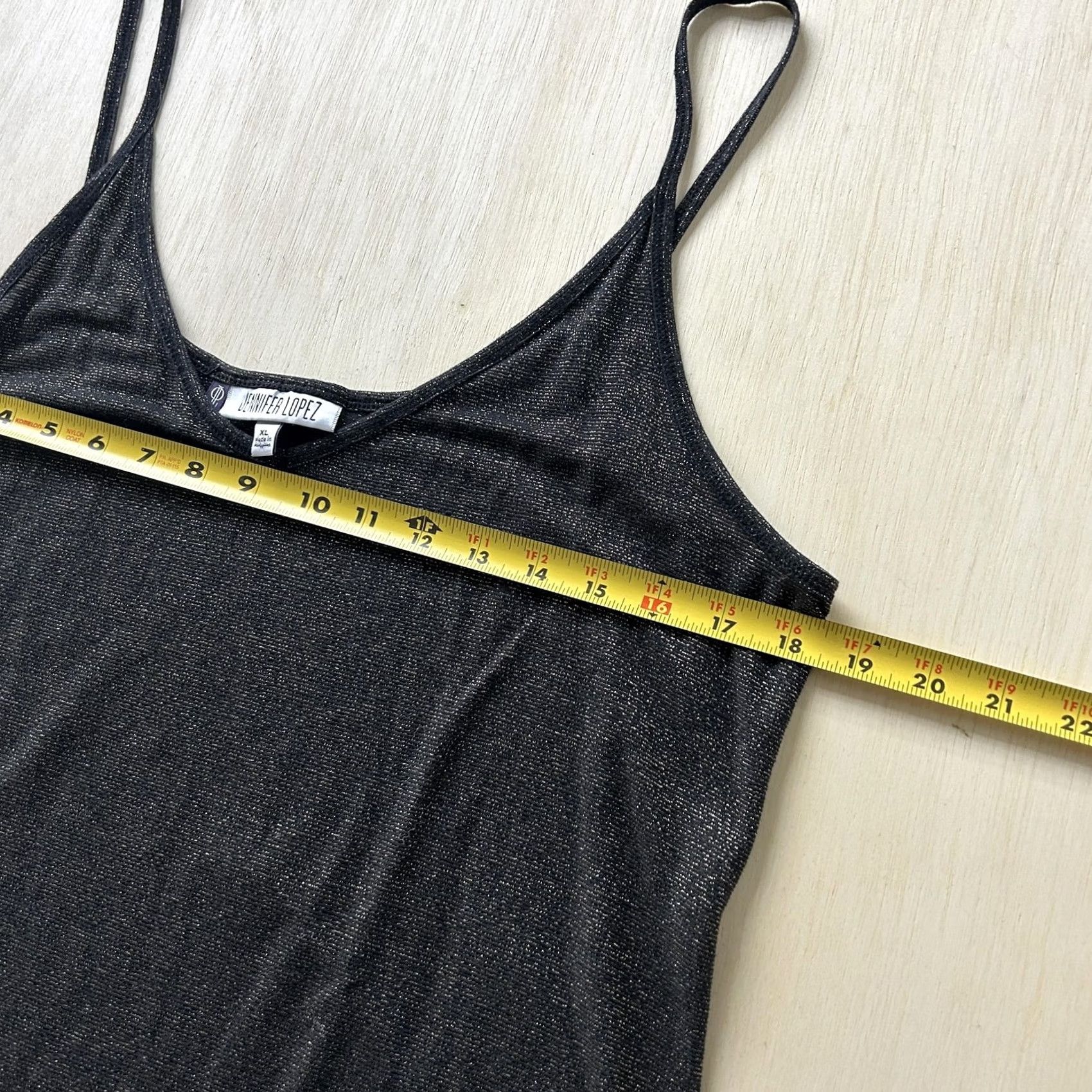 Vintage Jennifer Lopez Tank Top Womens XL Black Metallic V Neck Camisole Stretch Party Size XL / US 12-14 / IT 48-50 - 4 Thumbnail