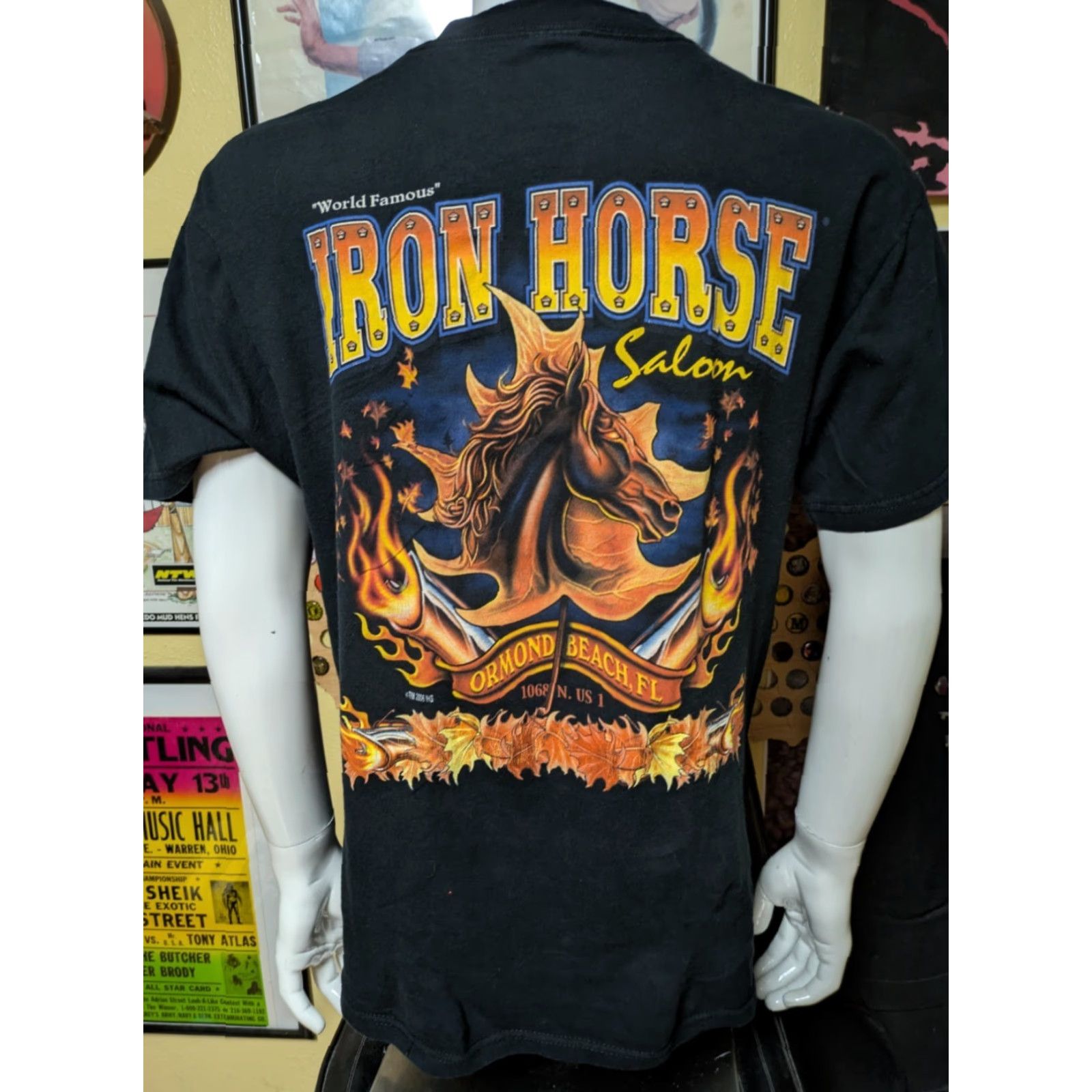 Anvil VINTAGE Iron Horse Saloon Bar Ormond Beach FL Harley Biker Bar Pocket T Shirt Large Black Cotton Men T-Shirt 100% Anvil Size US L / EU 52-54 / 3 - 3 Thumbnail