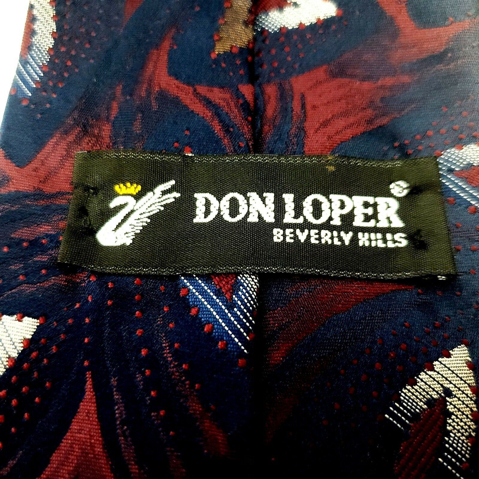 Vintage Don Loper Vintage Beverley Hills Blue Red Woven Polyester Ti Size ONE SIZE - 3 Thumbnail