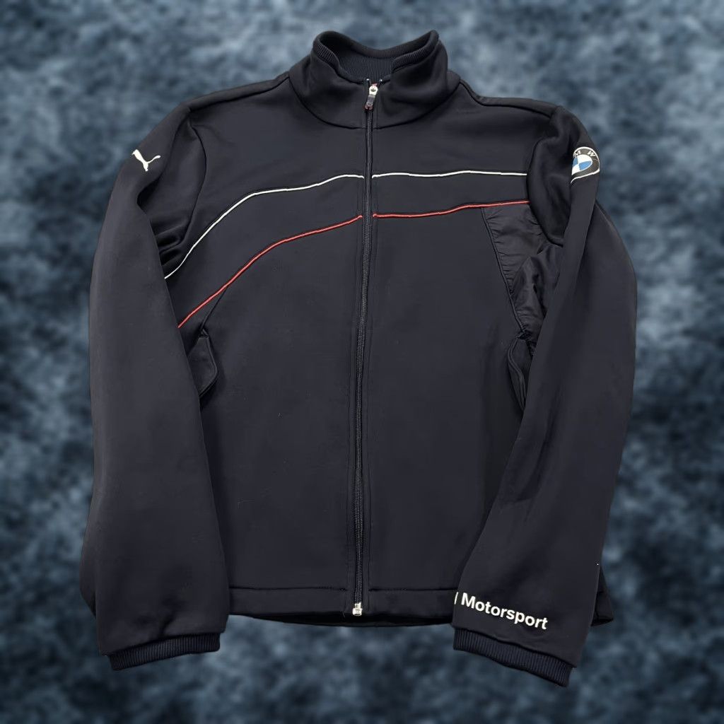 Puma BMW Motorsport Jacket Mens Medium Blue Bomber Racing Full Zip Track F1 Cars