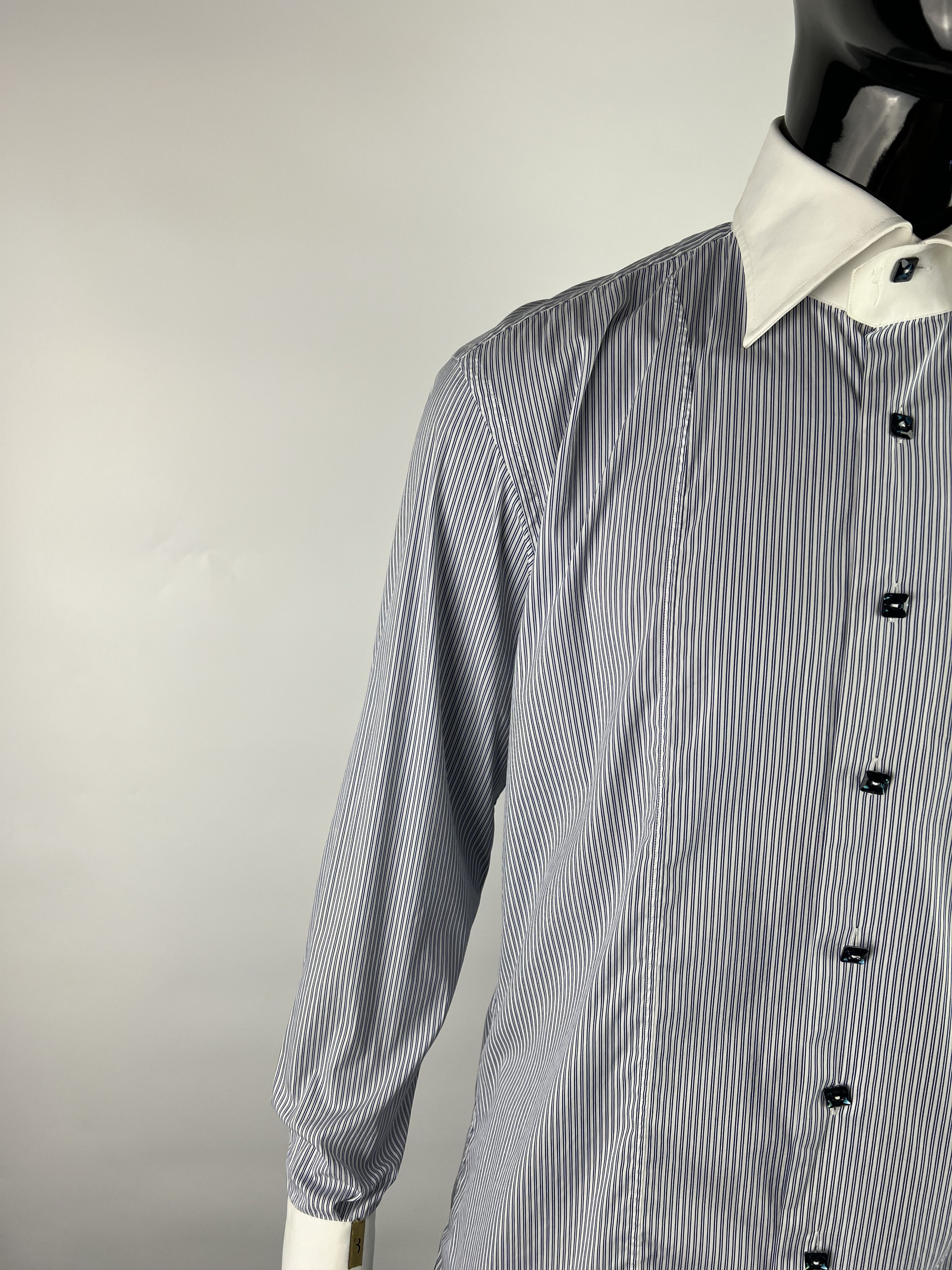 Billionaire Couture Striped Cristal Button Up Shirt 18/45