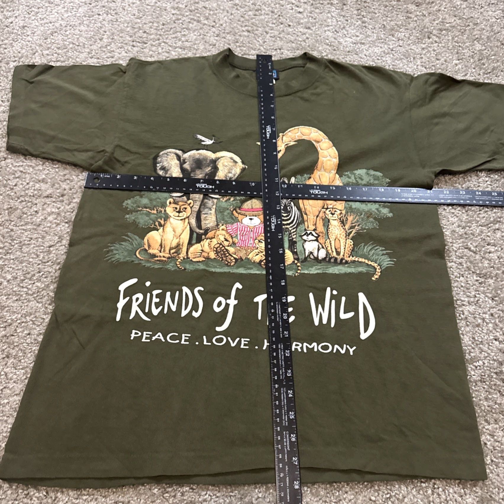 Vintage VINTAGE 90s Friends of The Wild Safari Animals Nature Earth Green Cute T-Shirt Large Men Green Nature Animals Friends T-Shirt Mens L Size US L / EU 52-54 / 3 - 4 Thumbnail