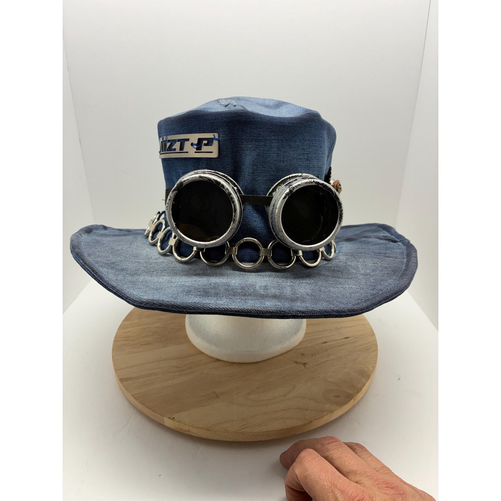 Other Steampunk Denim Hat XL – Goggles Top Hat, Industrial Festive Size ONE SIZE - 10 Thumbnail