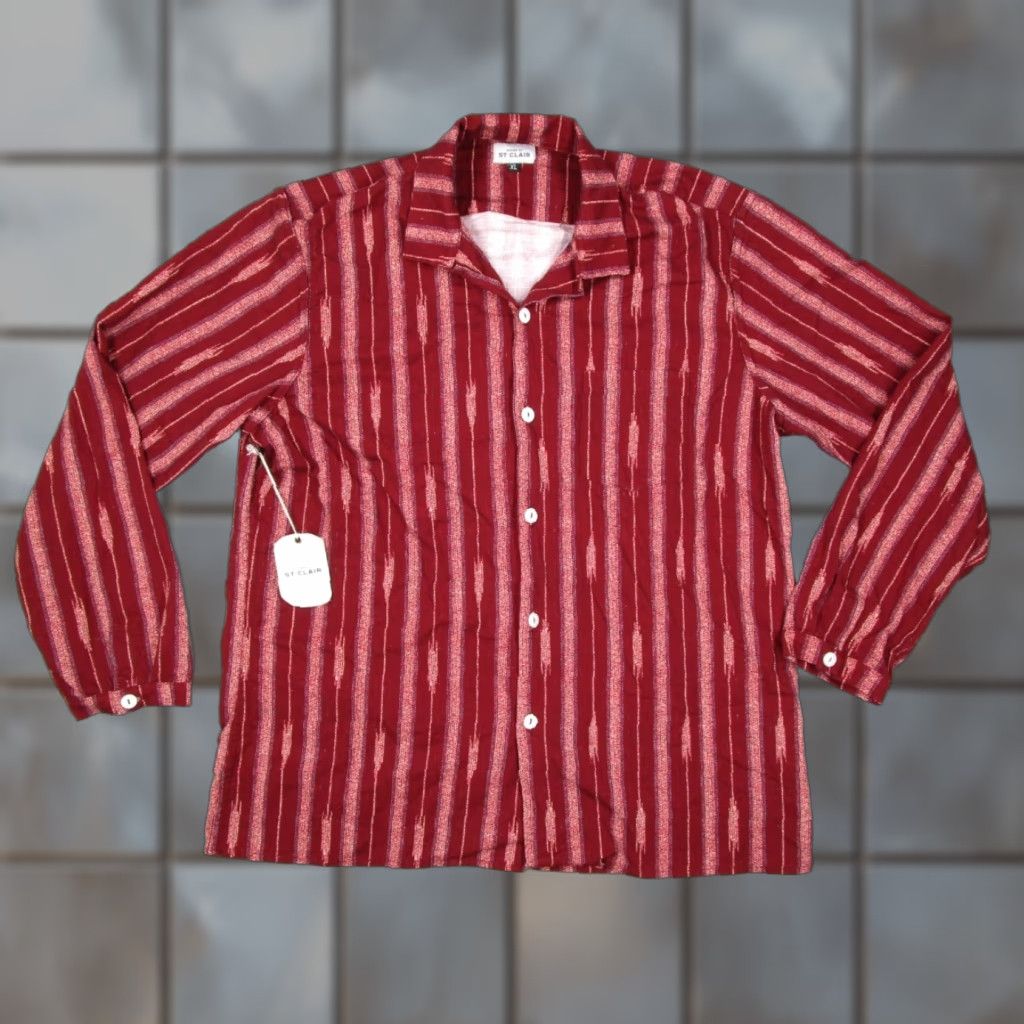House of CB VINTAGE House of St. Clair Men's Shirt XL Red Cotton Long Sleeve Button Up Geometric Fall Spring Summer Winter casual formal Size US XL / EU 56 / 4 - 1 Thumbnail