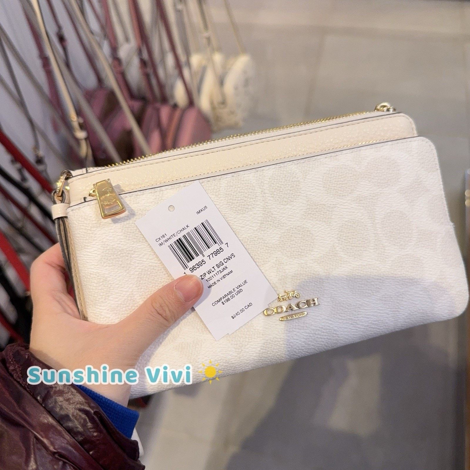 Coach NWT Coach Double Zip Wallet Wristlet CX161 WHITE/CHALK Size ONE SIZE - 6 Thumbnail