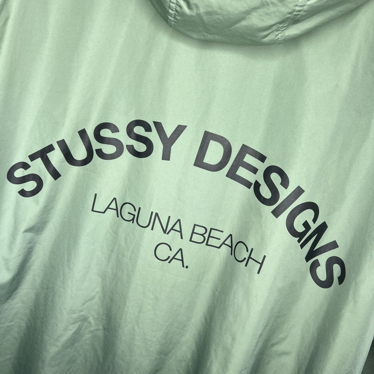 Stussy × Vintage Spellout Long Hooded Coach Jacket Laguna Beach Rain Coat Size US L / EU 52-54 / 3 - 9 Thumbnail
