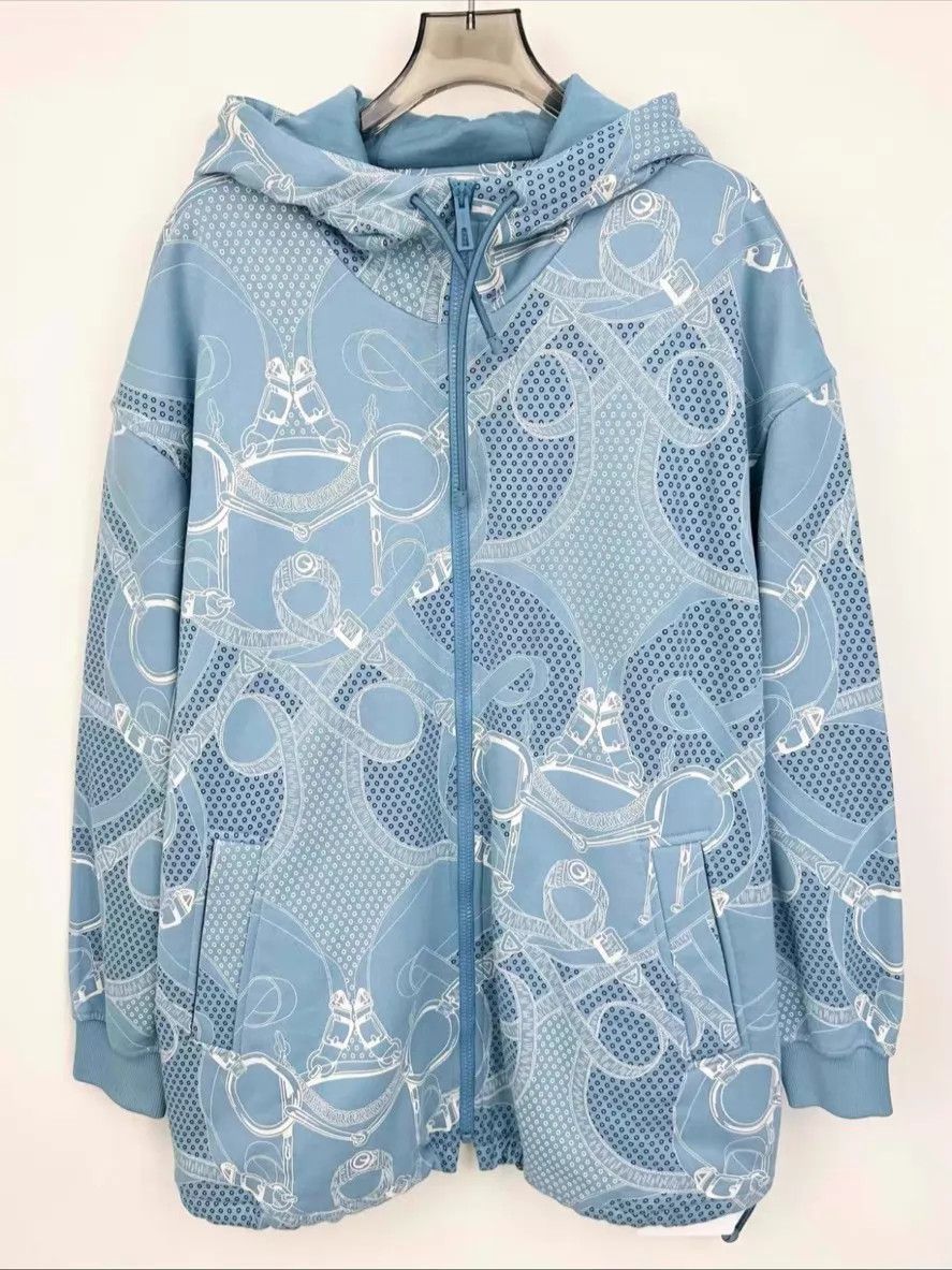 Hermes HERMES Blue Print Zipped Relax Hood Longsleeve Cotton Jkt 36 Size XS / US 0-2 / IT 36-38 - 1 Thumbnail