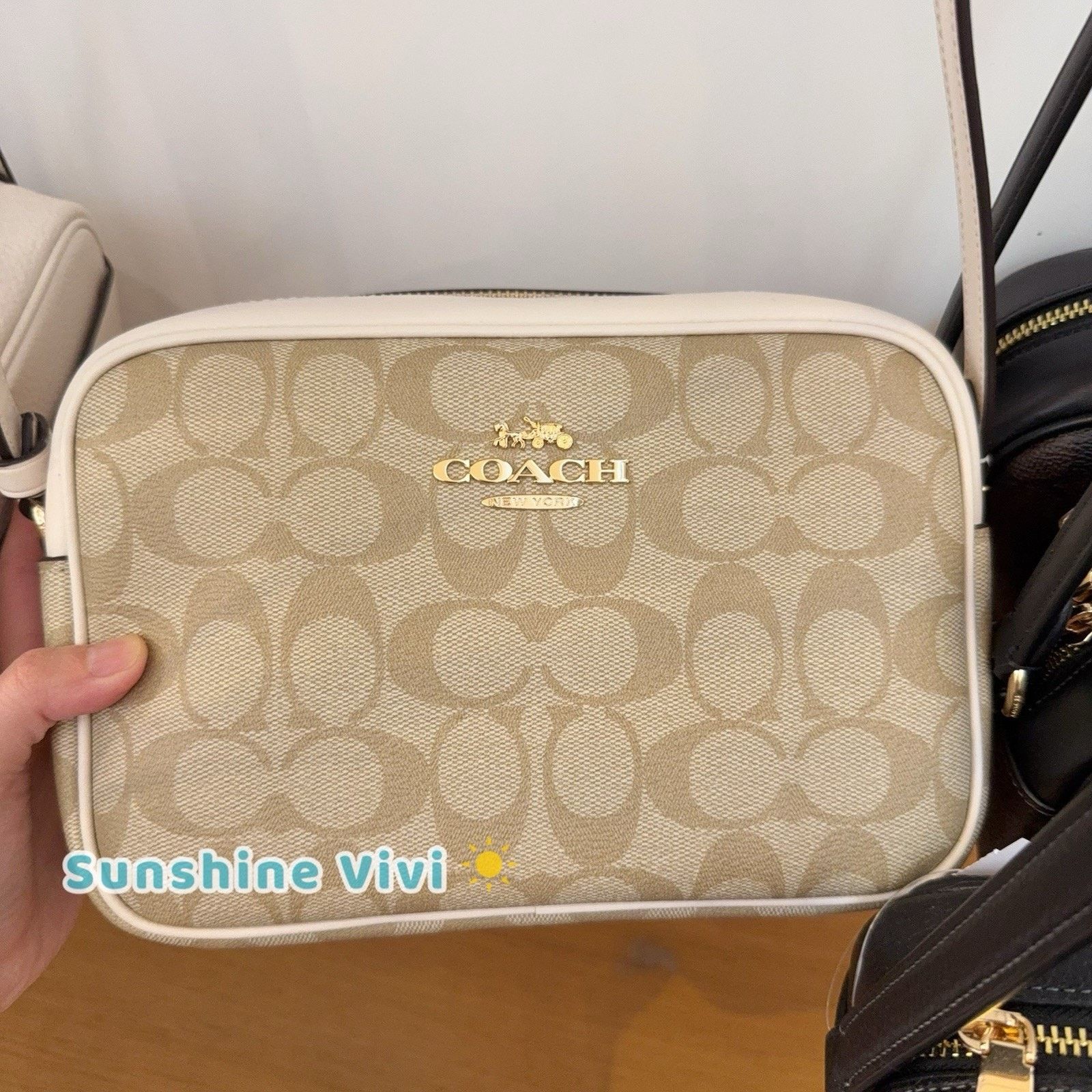 NWT Coach Lt Khaki/chalk Jamie Signature Camera Bag Cr135, Women's
