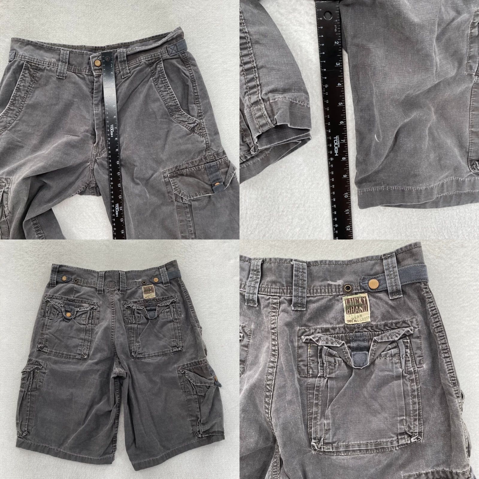 Lucky Brand Lucky Brand Cargo Shorts Mens 31 Gray Distressed Adjustable Waist Y2K Size US 31 - 8 Thumbnail