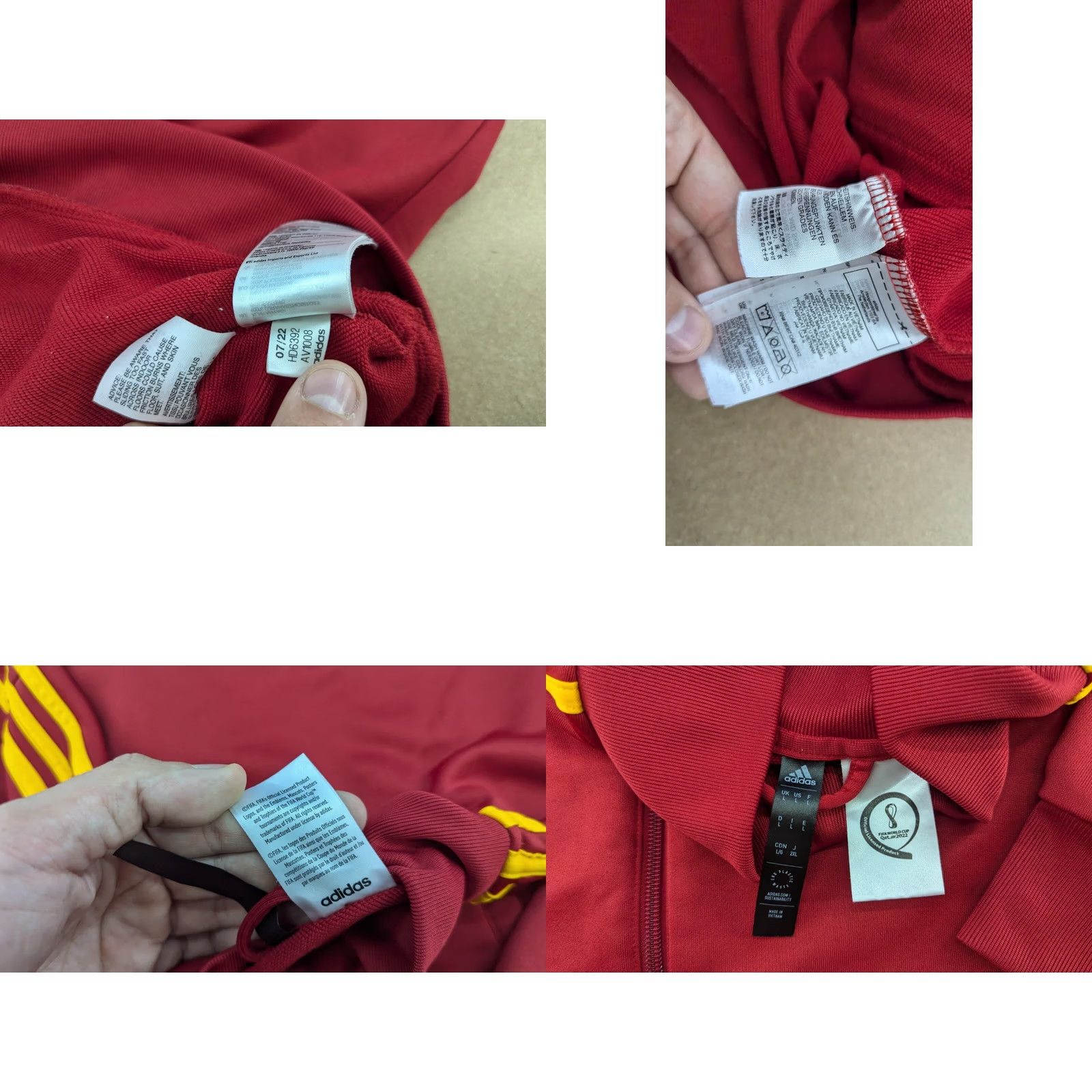 Adidas Adidas Track Jacket Mens Size L Red Football Qatar World Cup 2022 Regular Nylon Quick Dry Water Resistant" Size US L / EU 52-54 / 3 - 8 Thumbnail