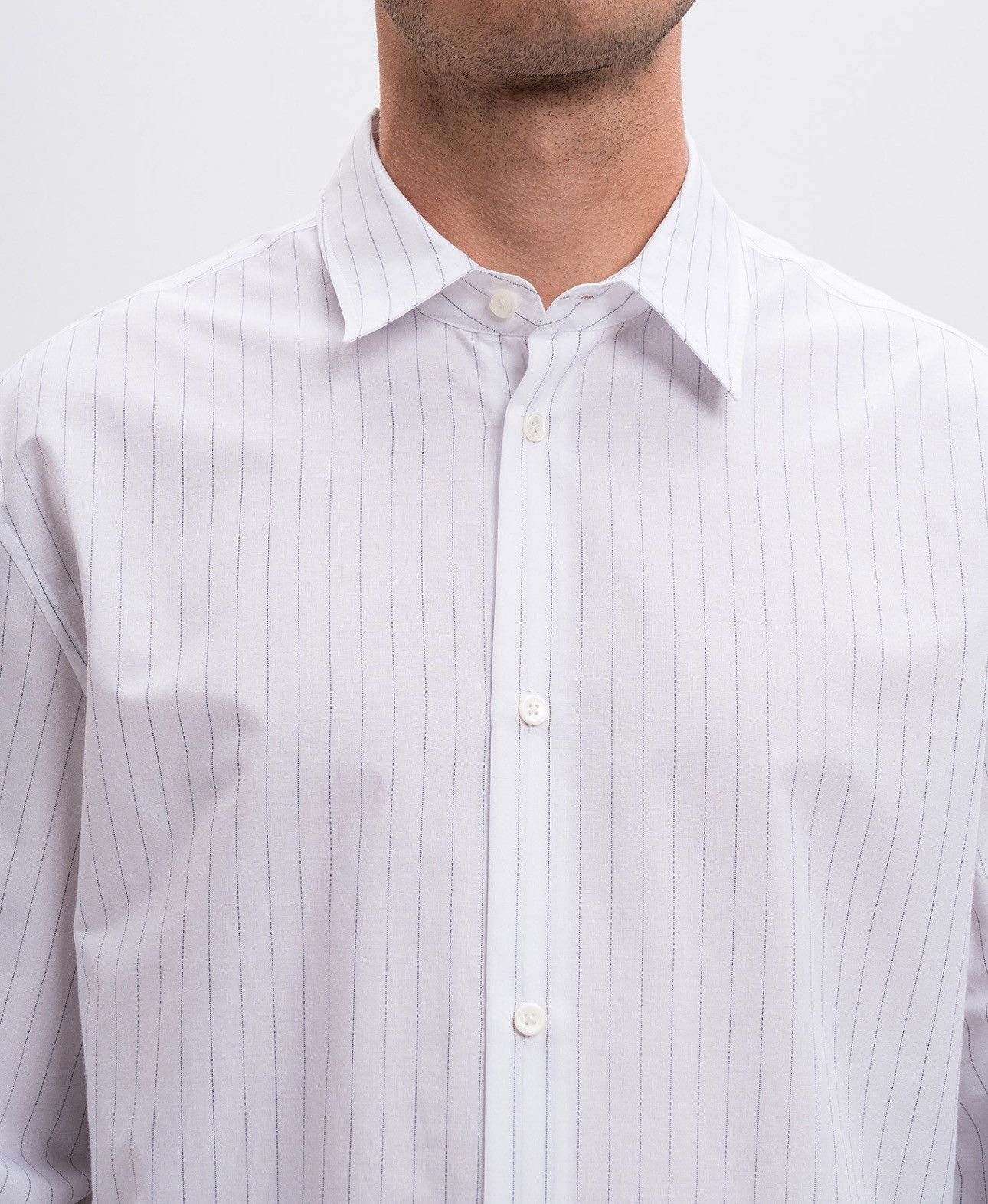 Ann Demeulemeester Last Size Ann Demeulemeester Benard White Striped Shirt Size US XL / EU 56 / 4 - 4 Thumbnail