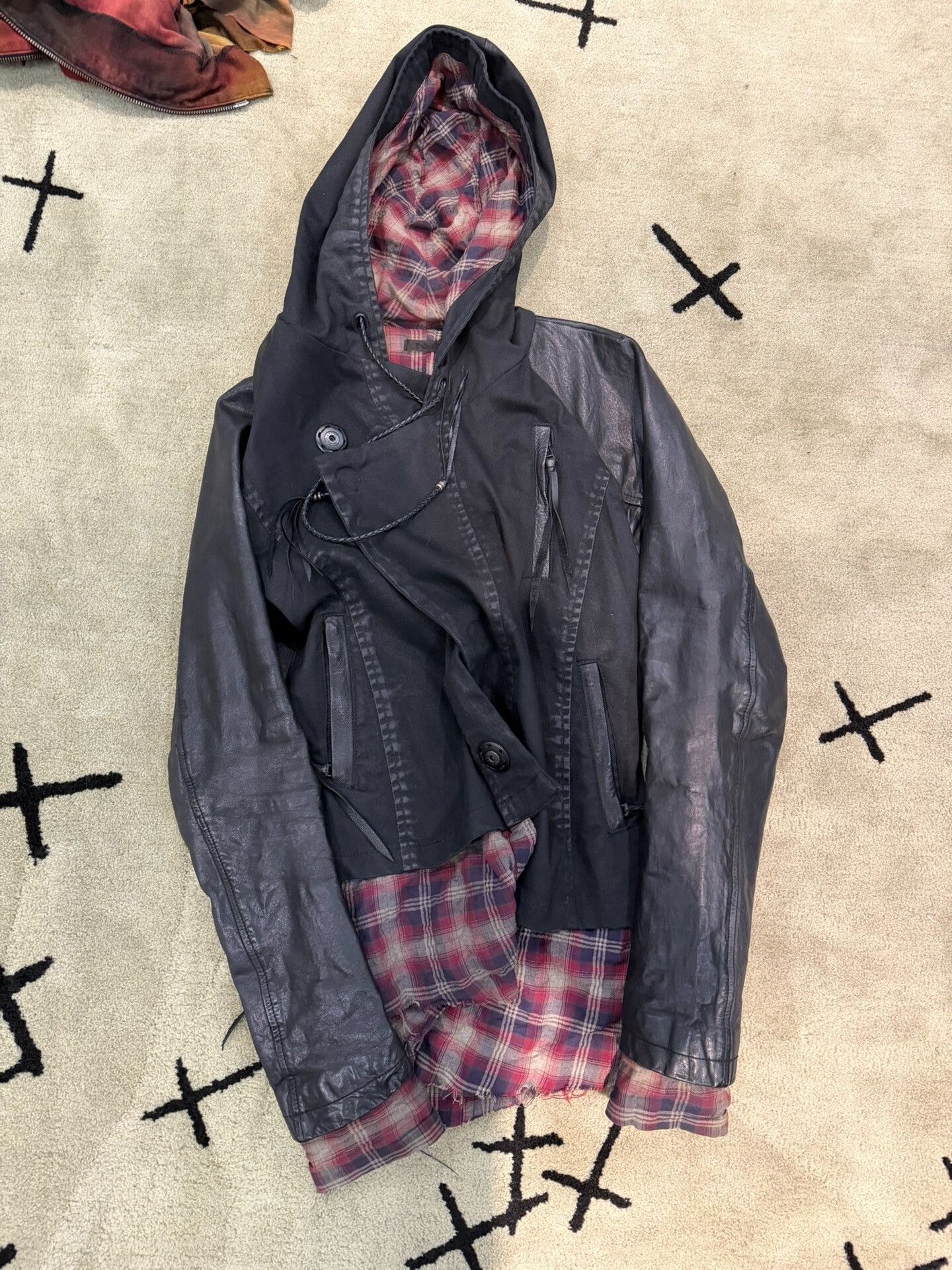 Japanese Brand Asymmetrical Collar Silk Plaid Jacket Size US S / EU 44-46 / 1 - 1 Thumbnail