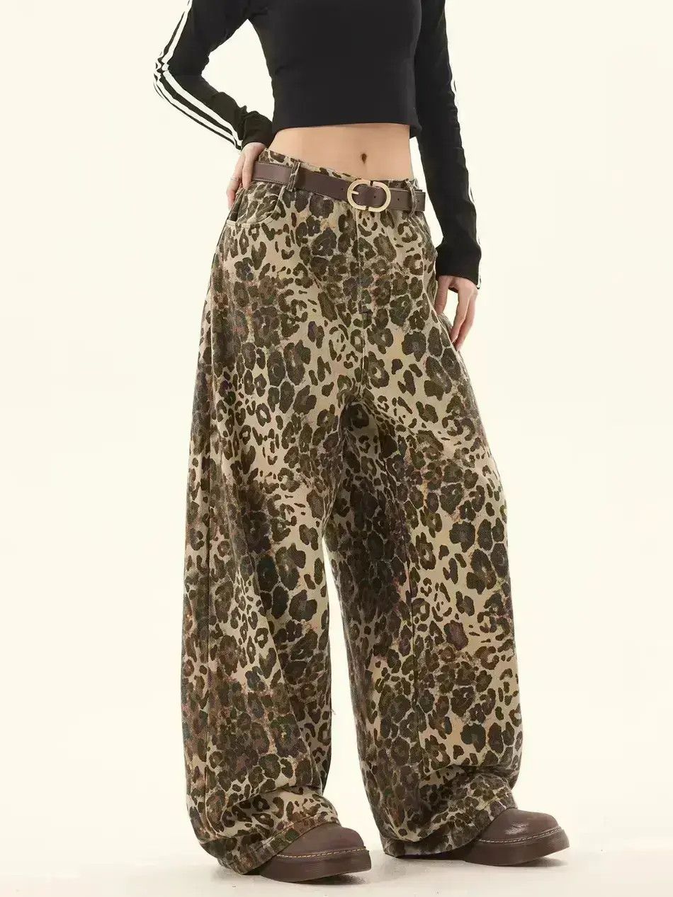Japanese Brand Street Vintage Loose Wide Leg Leopard Print Street Pants Size US 32 / EU 48 - 4 Thumbnail