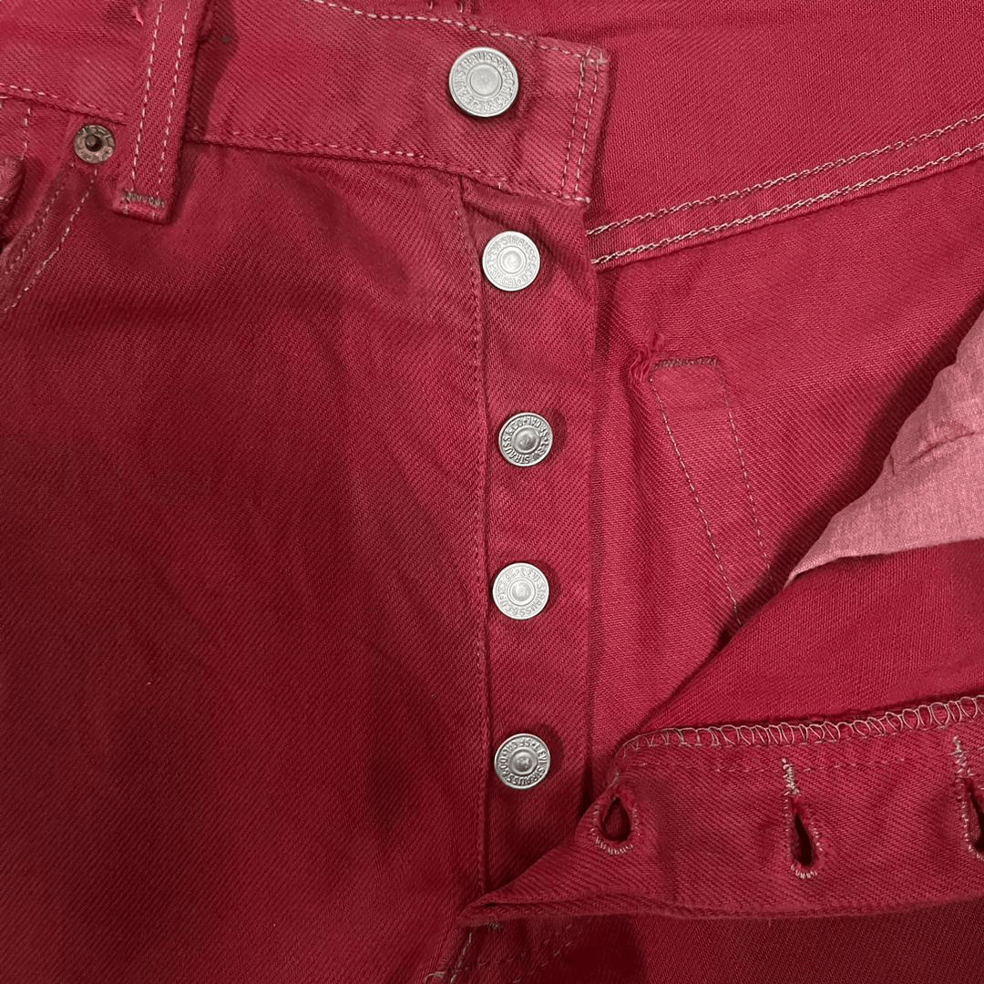 Levi's Vintage 90s Levis 501 Ripped Loose Red Jeans 33x30 Size US 33 - 3 Thumbnail