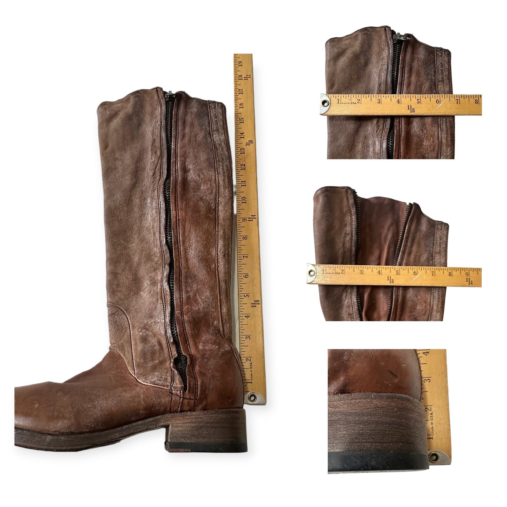 Other Nylo Distressed Leather Tall Double Zip Boots EU 39 Size US 9 / IT 39 - 14 Thumbnail