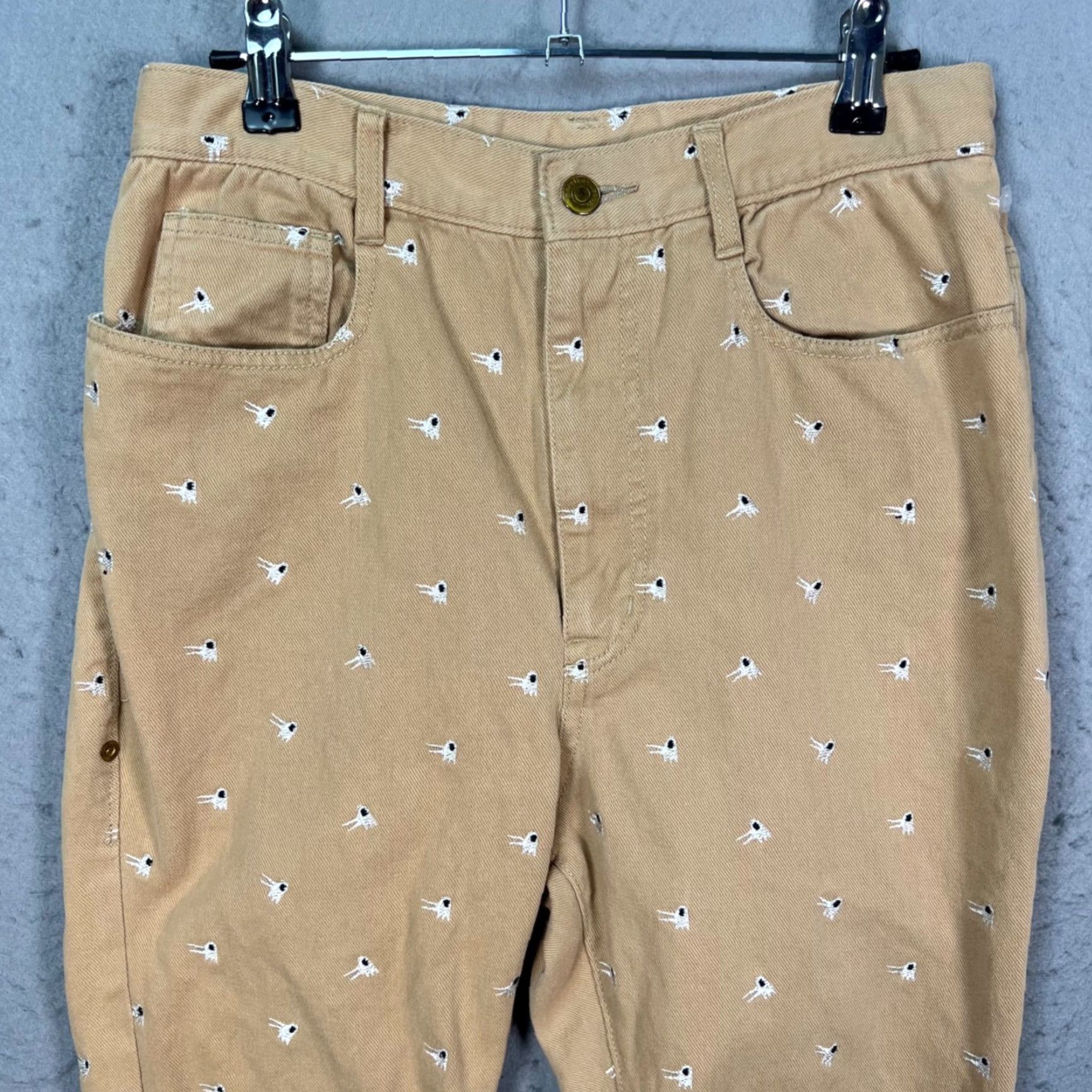 Vintage Mercibeaucoup Womens 28 Embroidered Beige Cotton Chino Pants Trousers Size 28" / US 6 / IT 42 - 5 Thumbnail