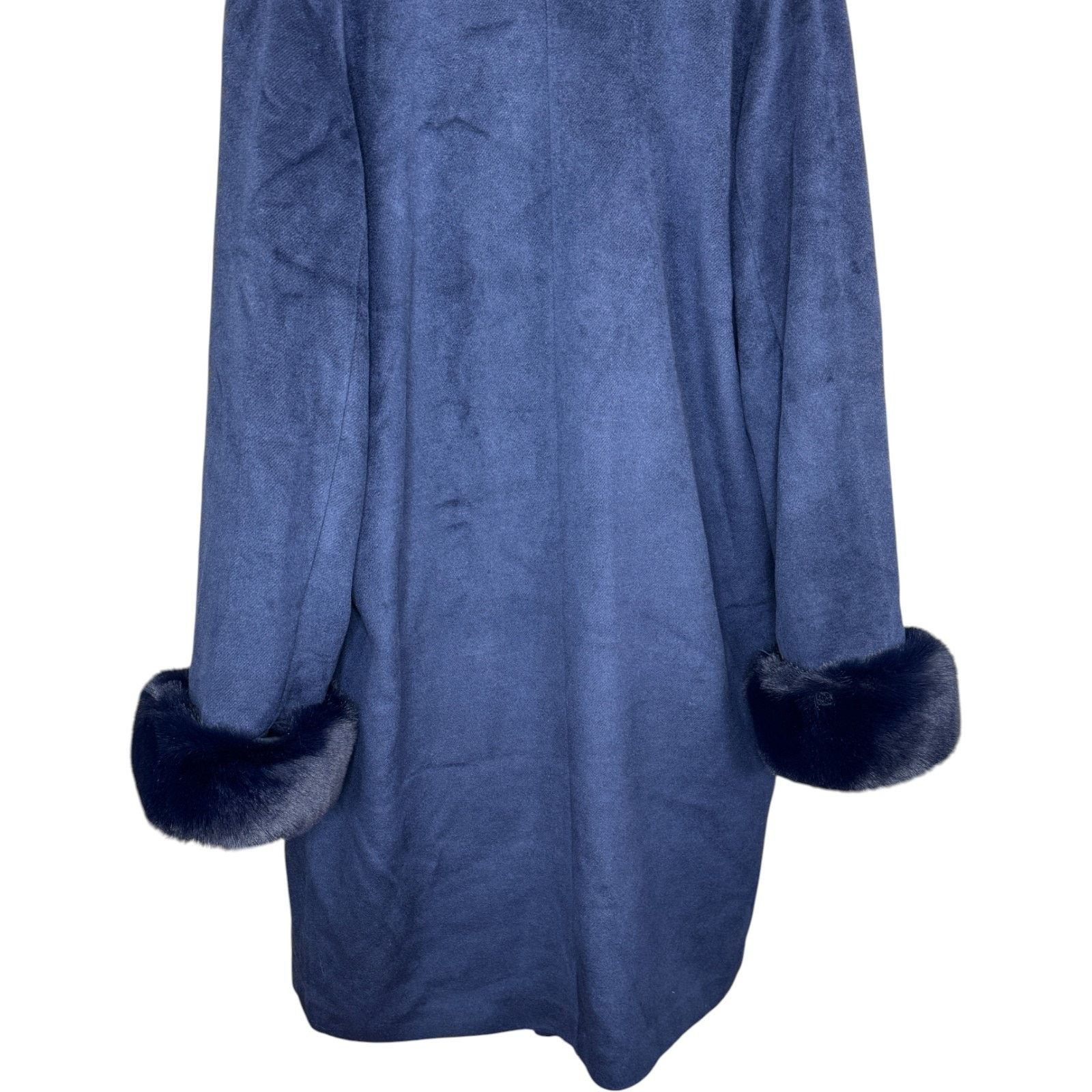 Other Thread Collective Faux Fur Trimmed Coat Navy Large Size L / US 10 / IT 46 - 8 Thumbnail