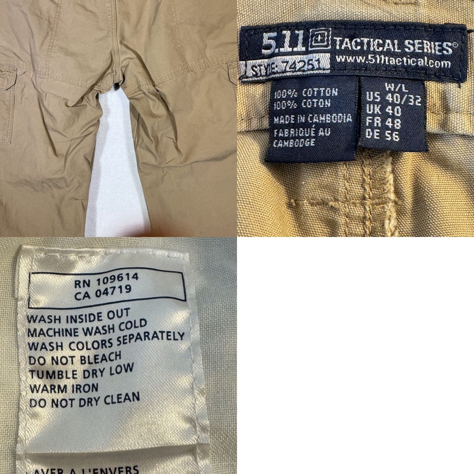 Vintage 5.11 Tactical Cargo Pants Men 40x32 Beige 100% Cotton Workwear Utility Pants Mens Big Pockets Cargo Size US 40 / EU 56 - 9 Thumbnail