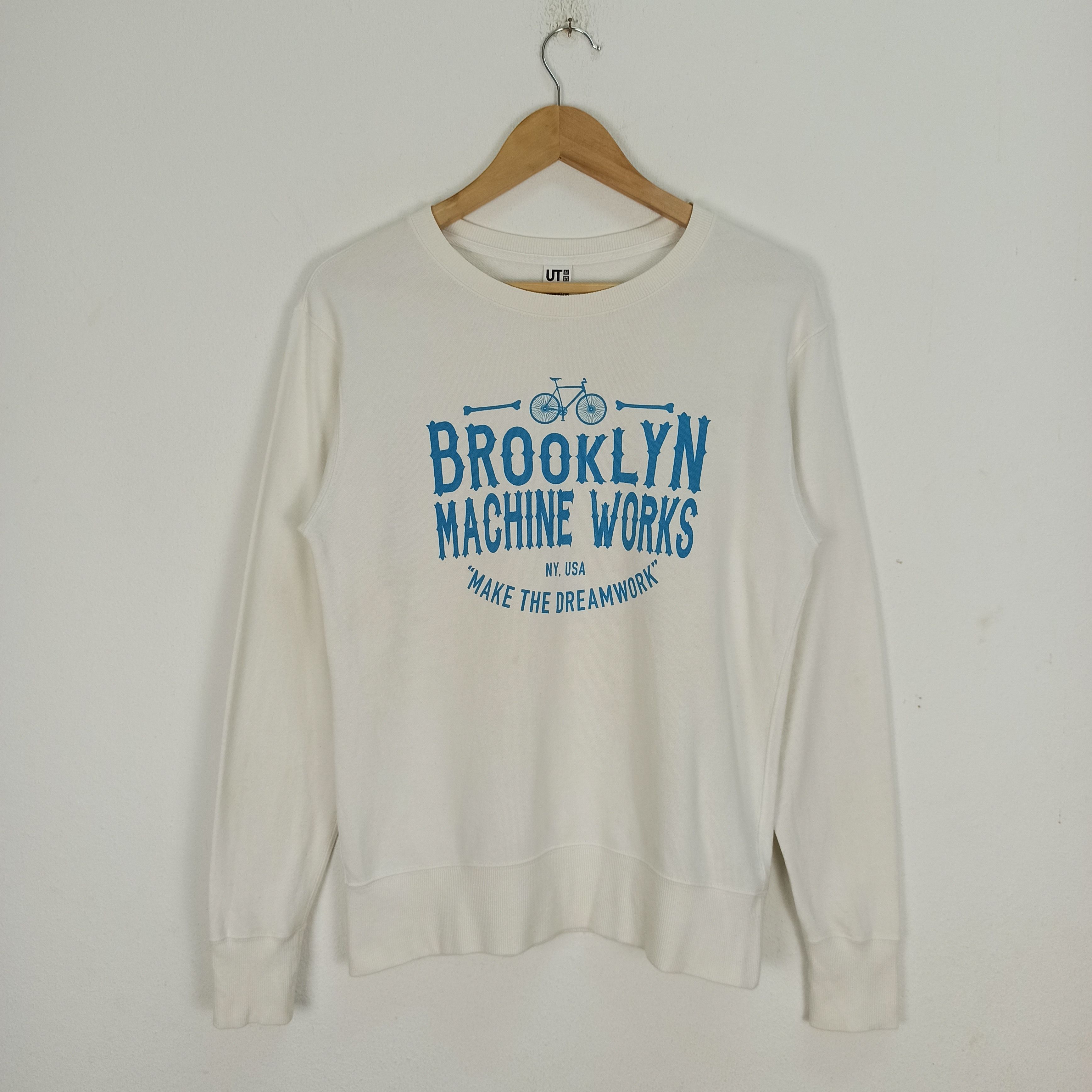 image of Brooklyn Machine Works x Uniqlo Big Logo Sweatshirt in White, Men's (Size Small)