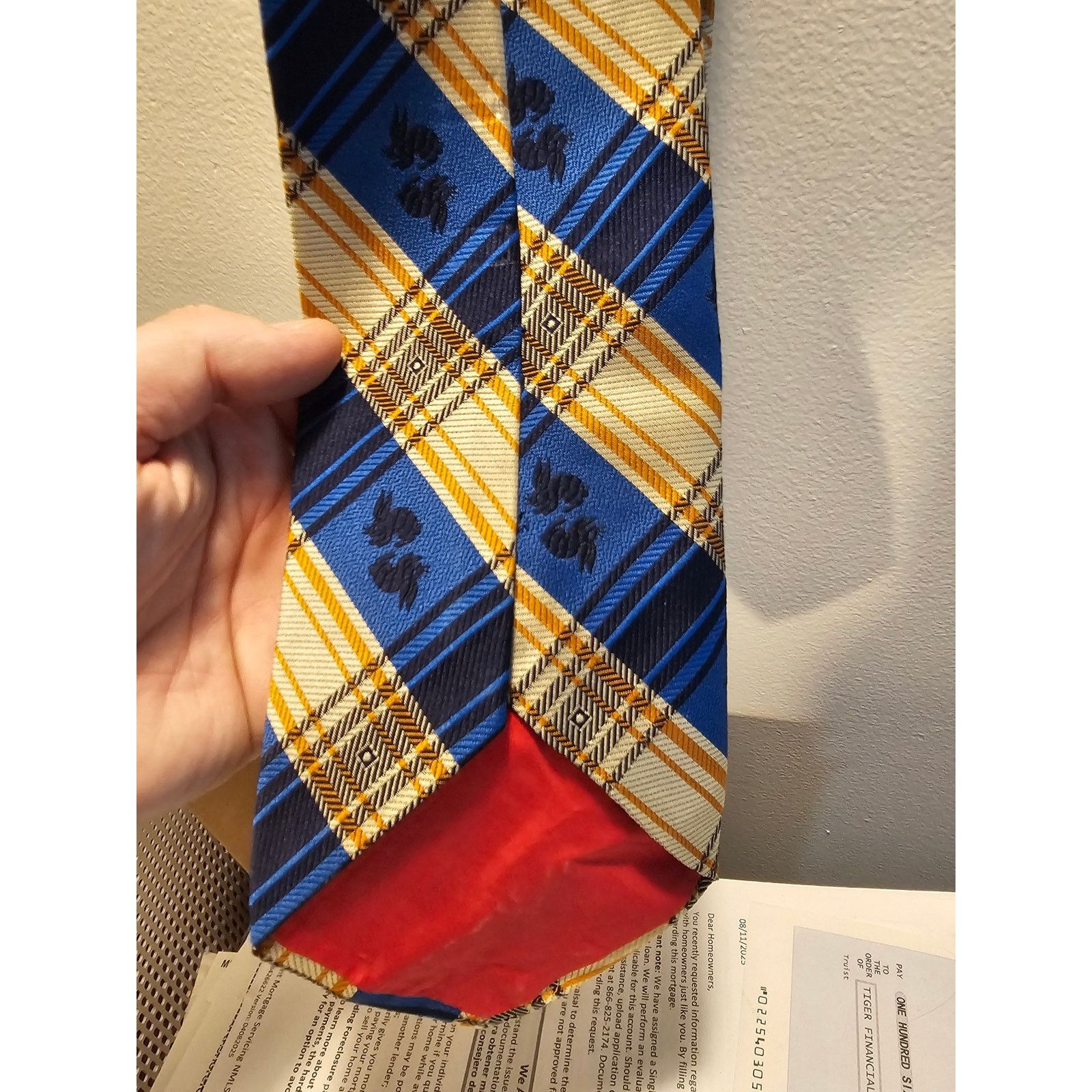 Other Vintage Men's Necktie - Blue/Orange w/Bunnies/Rabbits - 55" Size ONE SIZE - 4 Thumbnail