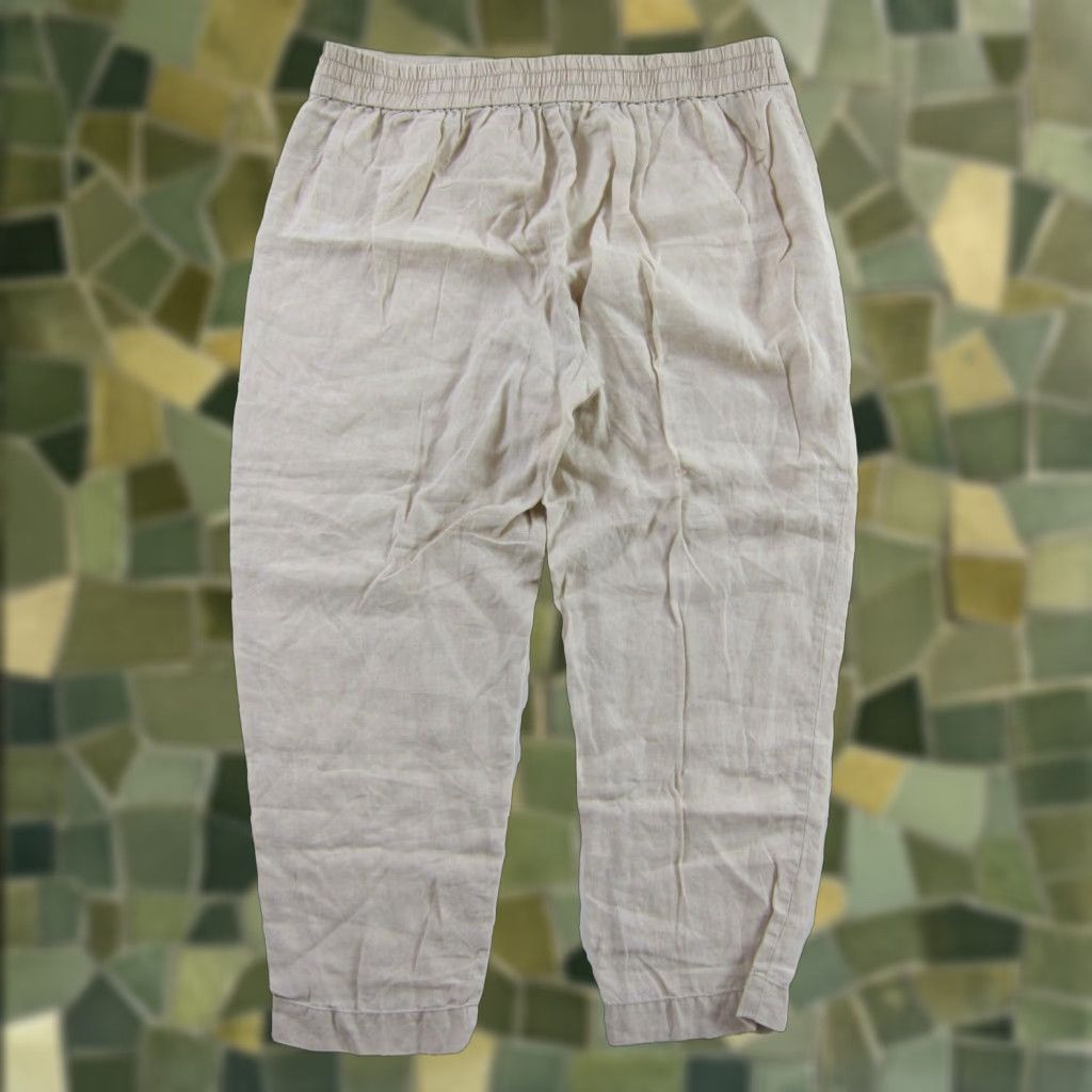 Eileen Fisher Eileen Fisher 100% Linen Beige Brown High Rise Pull On Chino Pant Women Large Size 36" / US 14 / IT 50 - 1 Thumbnail