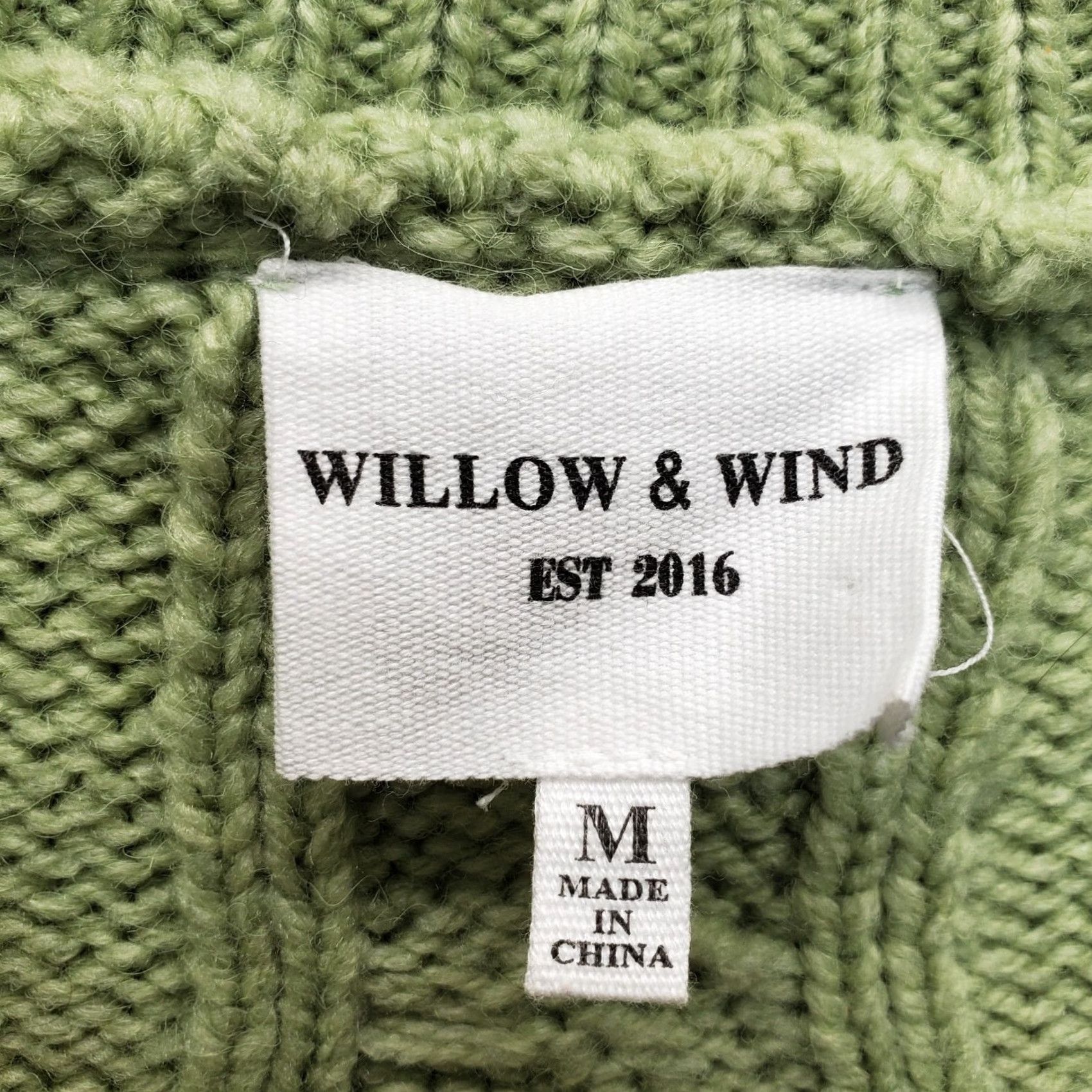 Vintage Willow & Wind Cropped Sweater Womens Size M Green Cable-Knit Embroidered Flower Pullover Casual Knit Fall/Winter Womens Size M / US 6-8 / IT 42-44 - 5 Thumbnail