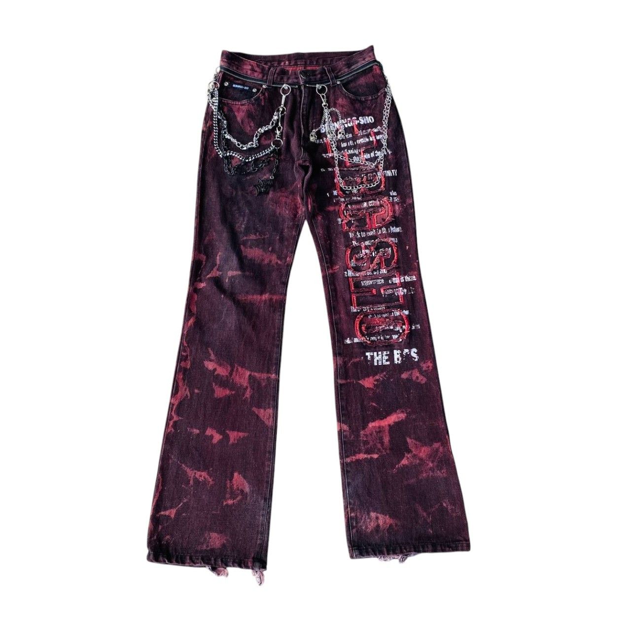 14th Addiction PUNK BERNING-SHO FLARED DYE BLEACHED SKULL TORNADO MART Size US 28 / EU 44 - 7 Thumbnail