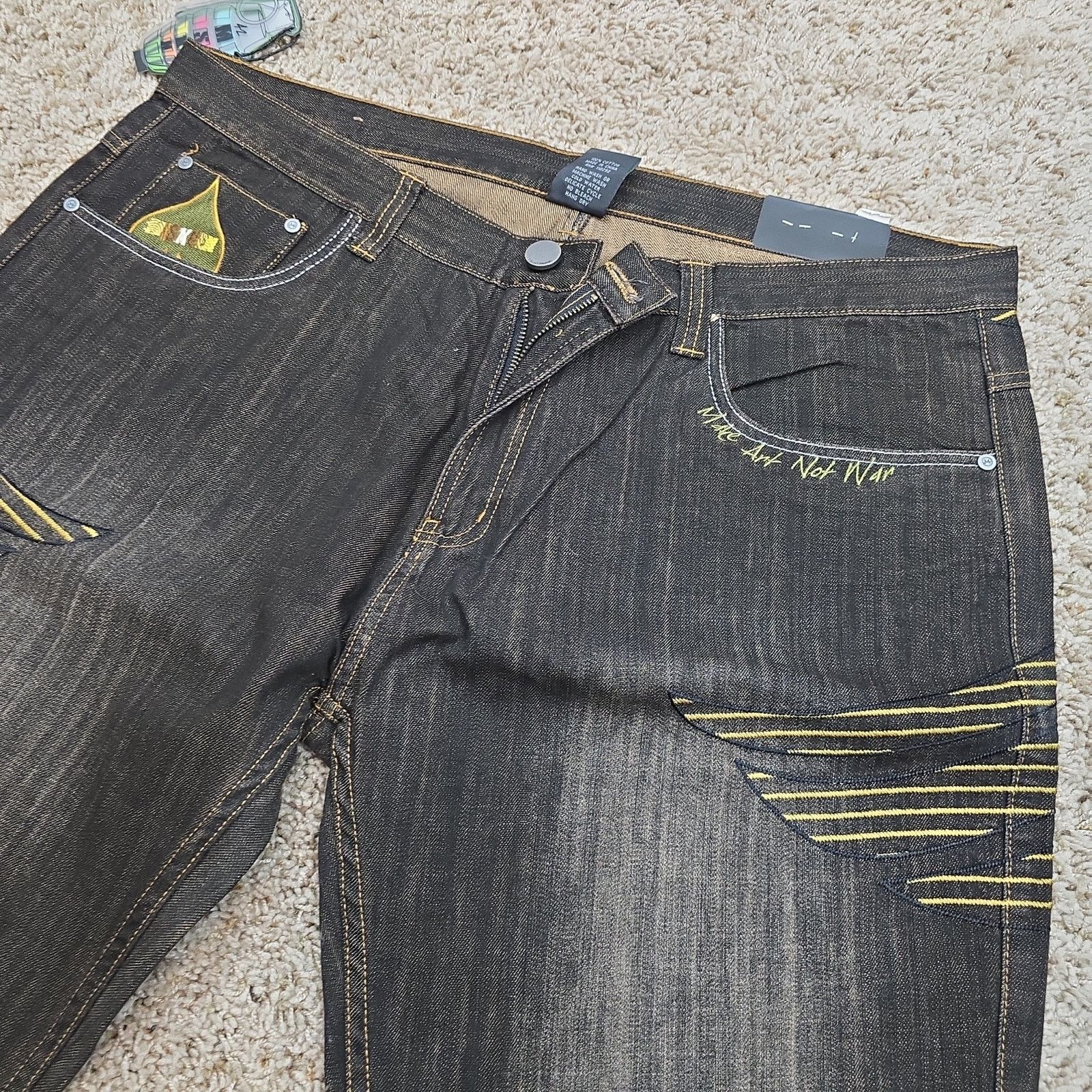 Vintage NOS DS Vintage Y2K Miskeen Baggy Eagle Denim Jeans 42x33 Size US 42 / EU 58 - 5 Thumbnail