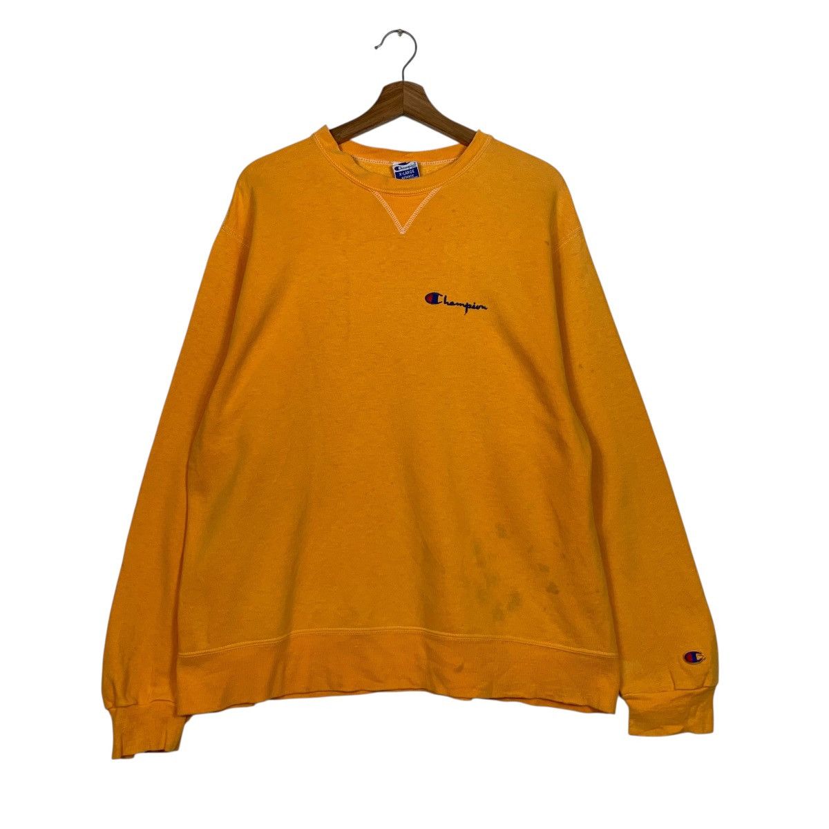 Champion Vintage Y2k CHAMPION Orange Crewneck Sweatshirt #3577-C163 Size US XL / EU 56 / 4 - 1 Thumbnail
