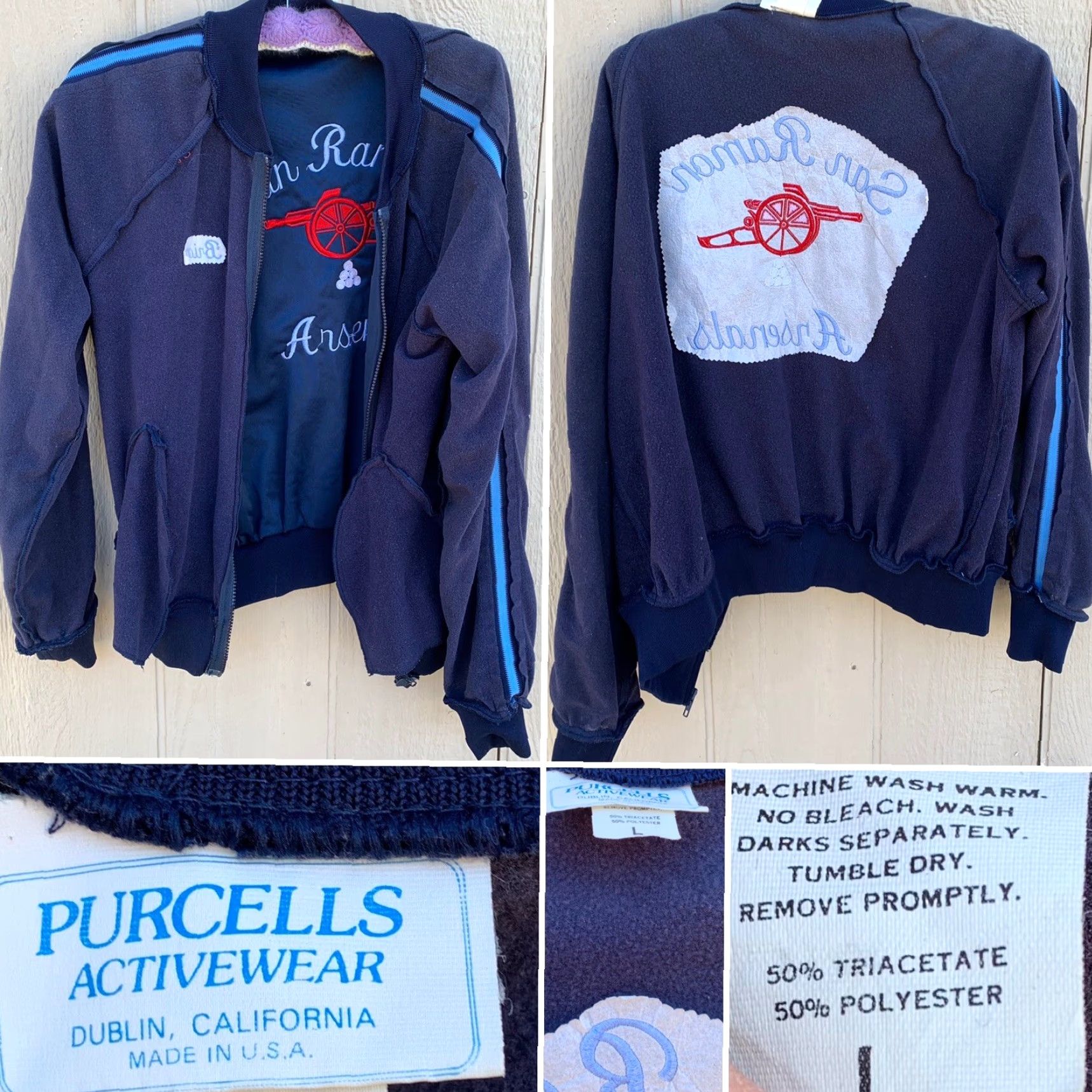 Vintage VINTAGE Purcells Activewear Track Jacket San Ramon Arsenals L Blue Men's Shirt or Jacket Size US L / EU 52-54 / 3 - 6 Thumbnail