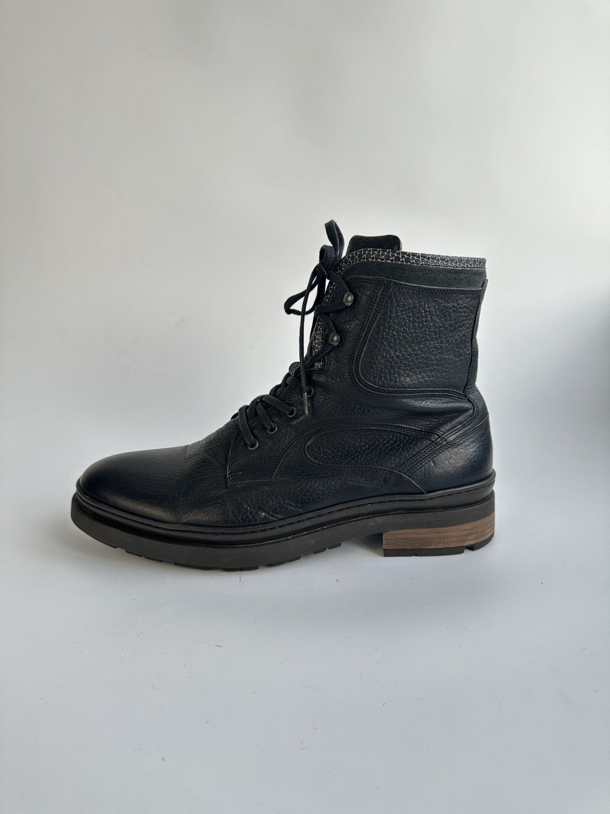 Floris van Bommel Floris van Bommel 10601 Black Leather Combat Boots Lace-up Size US 11 / EU 44 - 11 Thumbnail
