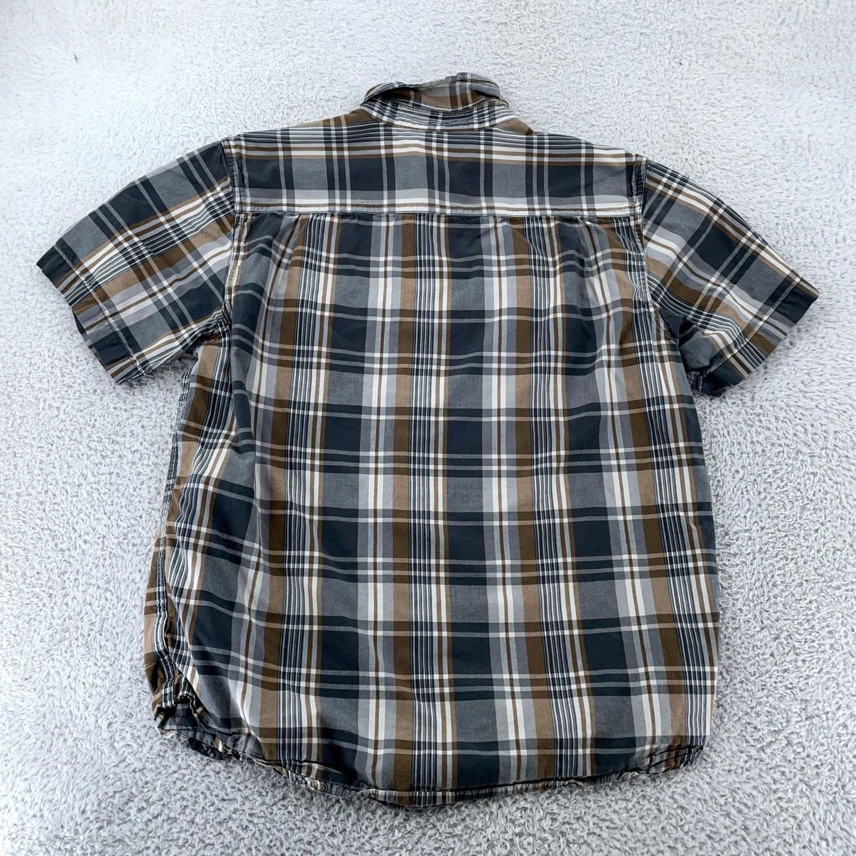 Carhartt Carhartt Shirt Mens Large Plaid Short Sleeve Button-Down Cotton Multicolor Final Shadow Brown Gray Size US L / EU 52-54 / 3 - 3 Thumbnail