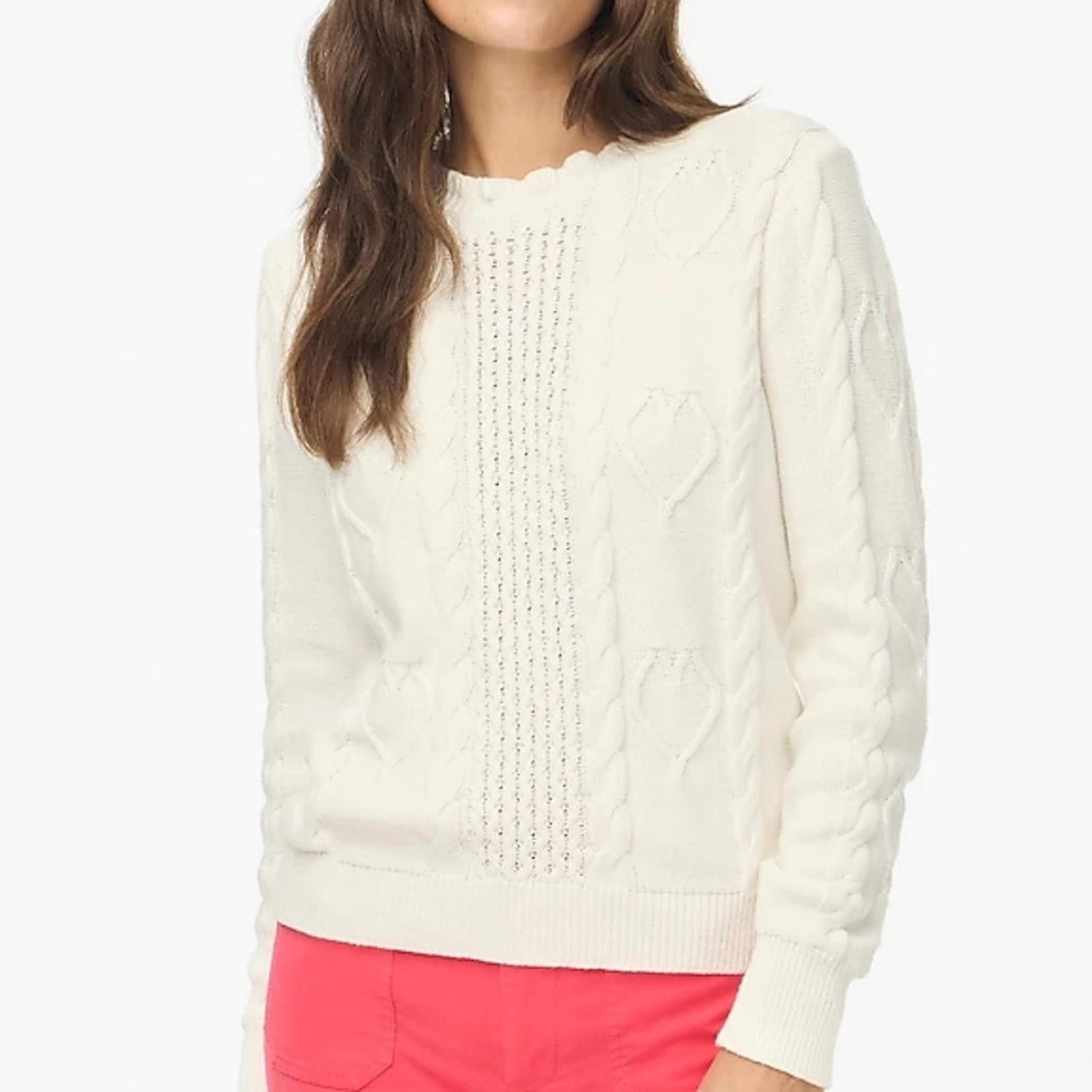 J.Crew J Crew Cable-knit hearts crewneck sweater Size L / US 10 / IT 46 - 1 Thumbnail