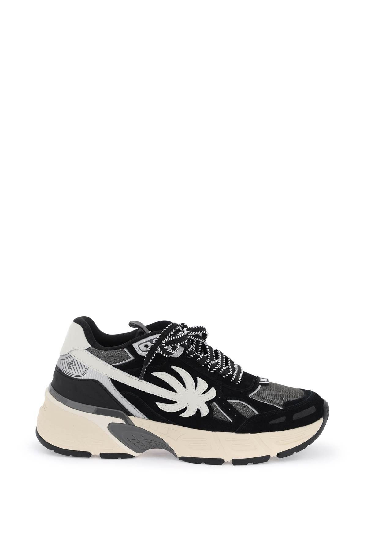 image of Palm Angels Suede Leather Pa 4 Sneakers With in Black Grey, Men's (Size 7)