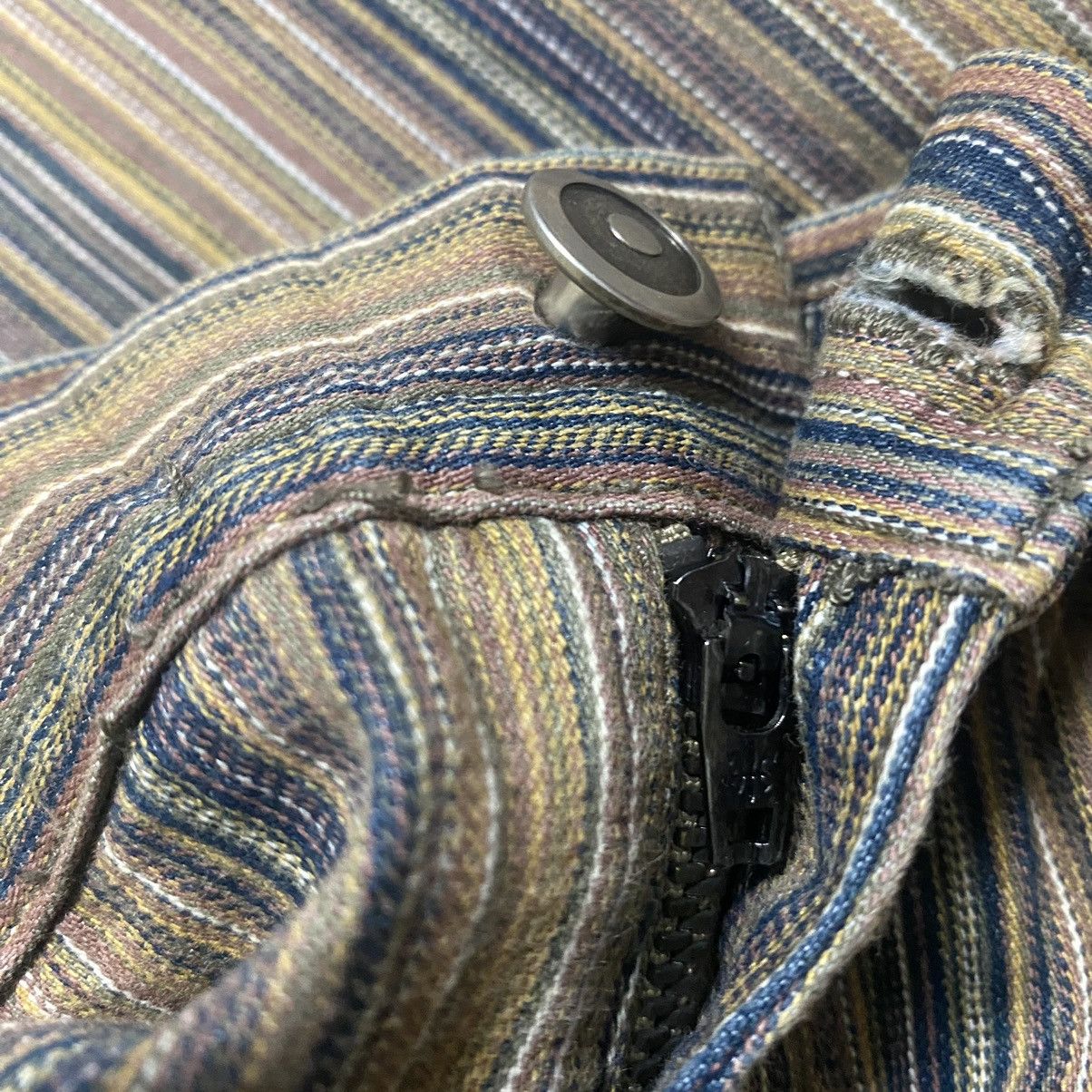 Japanese Brand CUSTOM CULTURE PinStriped Denim Flare Jeans Size US 30 / EU 46 - 18 Thumbnail