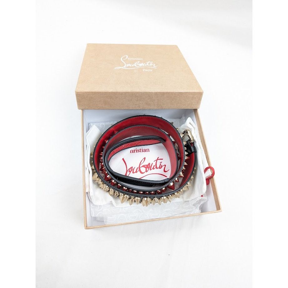 Christian Louboutin o1rshd1 Size: 100 / Calf Spikes Loubi Belt Black/Loubi/Gold Size 38 - 21 Thumbnail